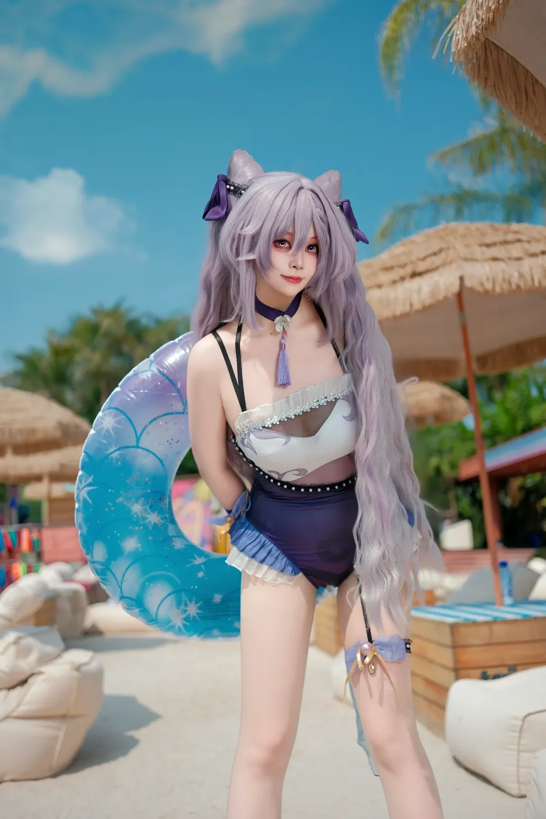 原神, 刻晴コスプレ, 夏コスプレ, 刻晴 水着, ビーチロケ コスプレ - 3枚目