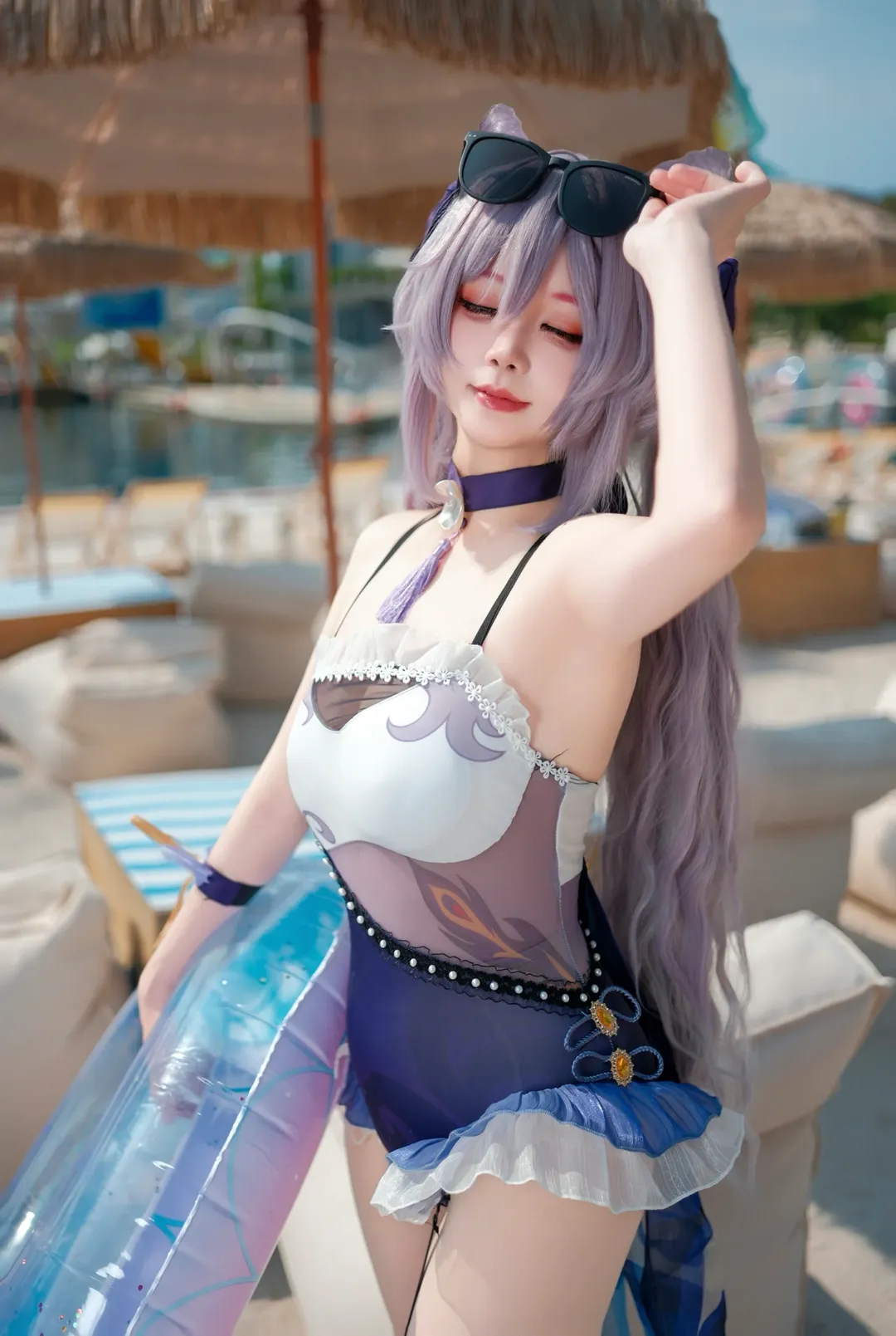 原神, 刻晴コスプレ, 夏コスプレ, 刻晴 水着, ビーチロケ コスプレ - 5枚目