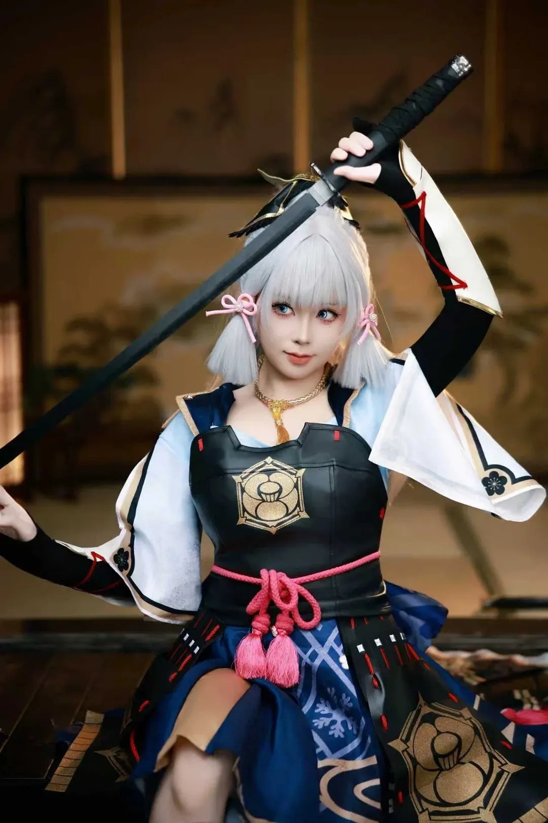 原神, 神里绫华cos, 和风服饰, 武士少女, 实景写真