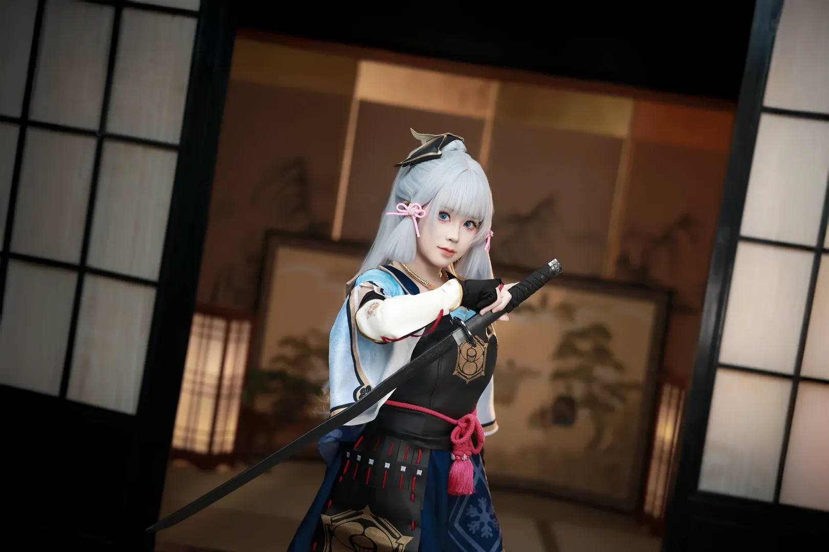 Genshin Impact, Kamisato Ayaka cosplay, Japanese-style clothing, Samurai Maiden, On-location photography - Image 3