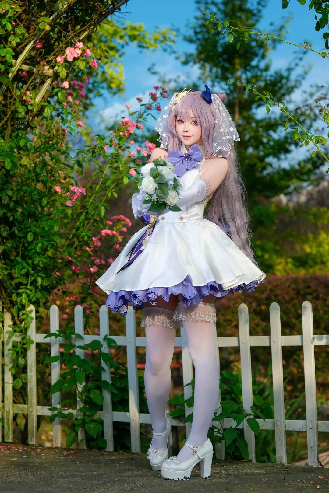原神, コスプレポーズ参考, 刻晴コスプレ, 屋外ポートレート撮影, 少女系花嫁 - 3枚目