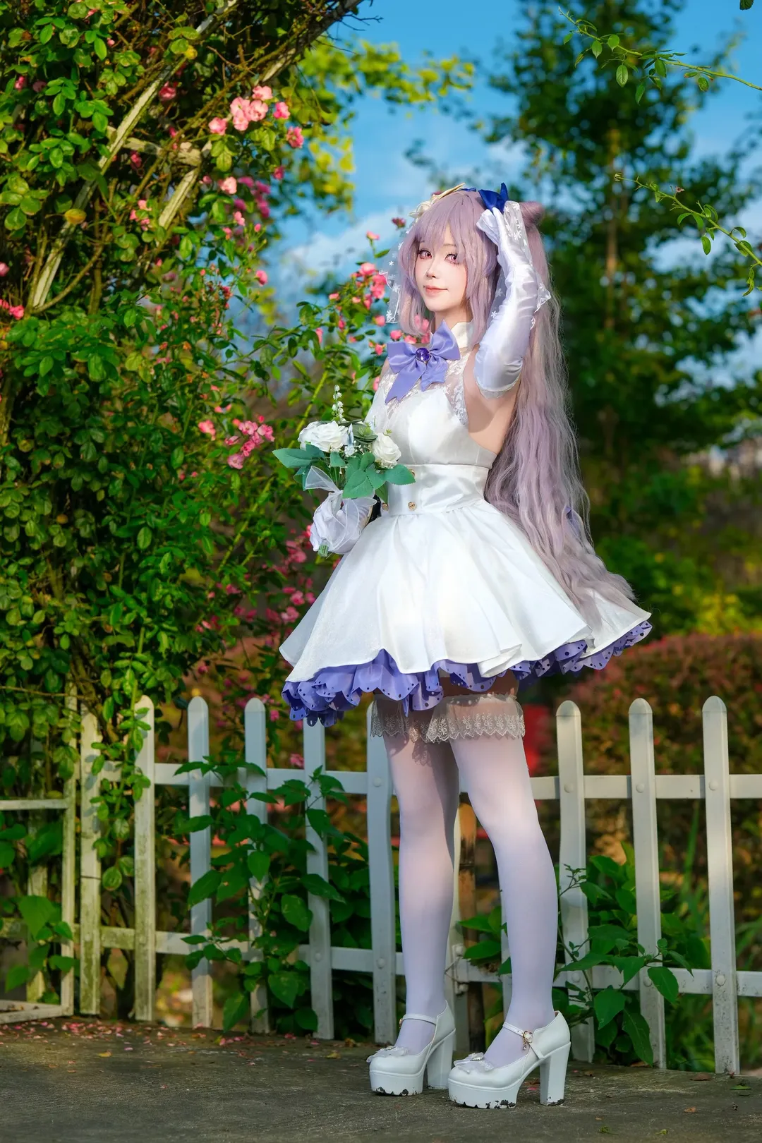 原神, コスプレポーズ参考, 刻晴コスプレ, 屋外ポートレート撮影, 少女系花嫁 - 4枚目