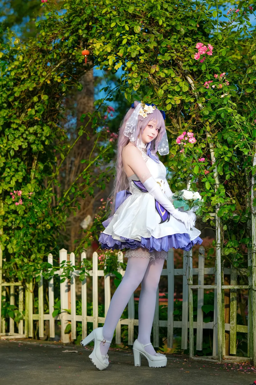 原神, コスプレポーズ参考, 刻晴コスプレ, 屋外ポートレート撮影, 少女系花嫁 - 5枚目
