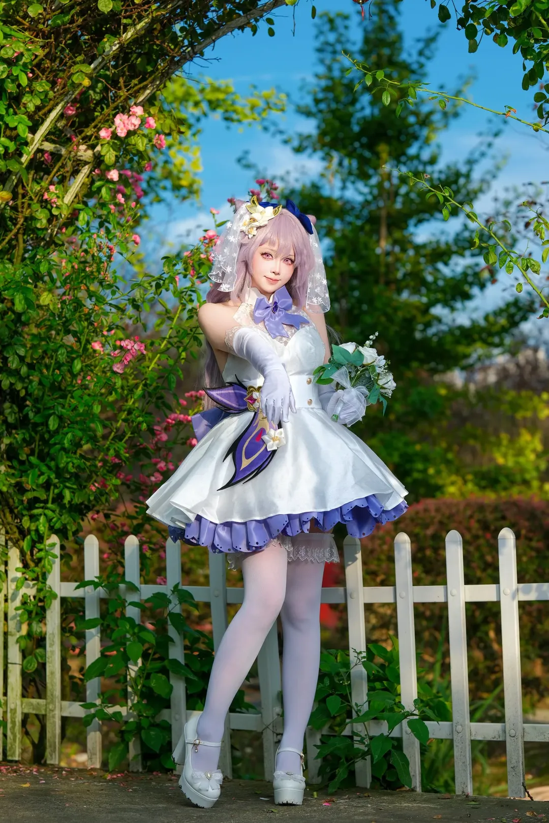 原神, コスプレポーズ参考, 刻晴コスプレ, 屋外ポートレート撮影, 少女系花嫁 - 6枚目