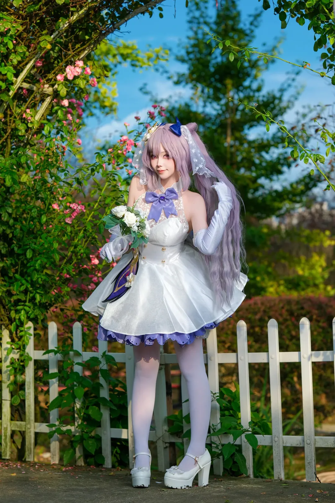 原神, コスプレポーズ参考, 刻晴コスプレ, 屋外ポートレート撮影, 少女系花嫁 - 7枚目