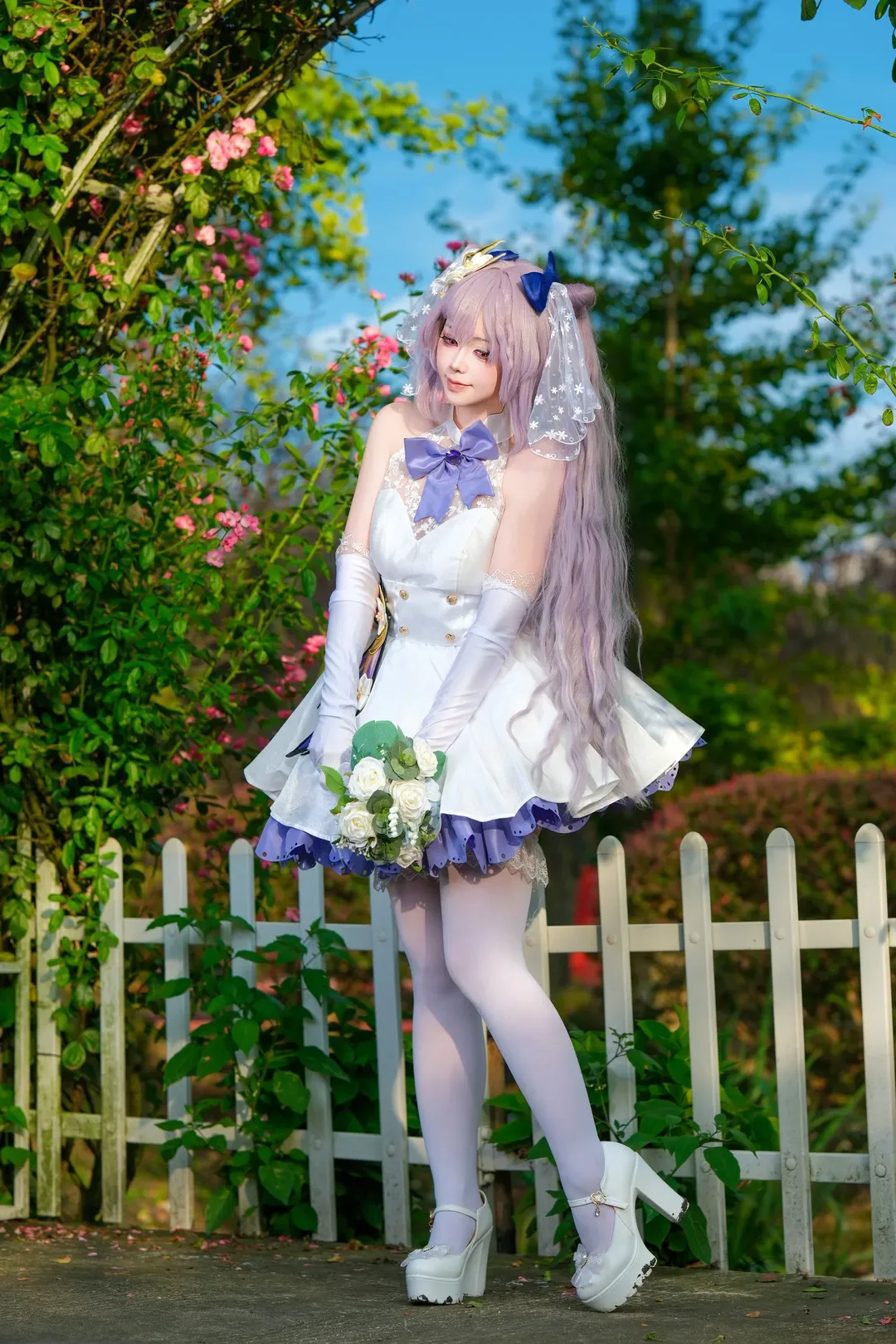 原神, コスプレポーズ参考, 刻晴コスプレ, 屋外ポートレート撮影, 少女系花嫁 - 8枚目