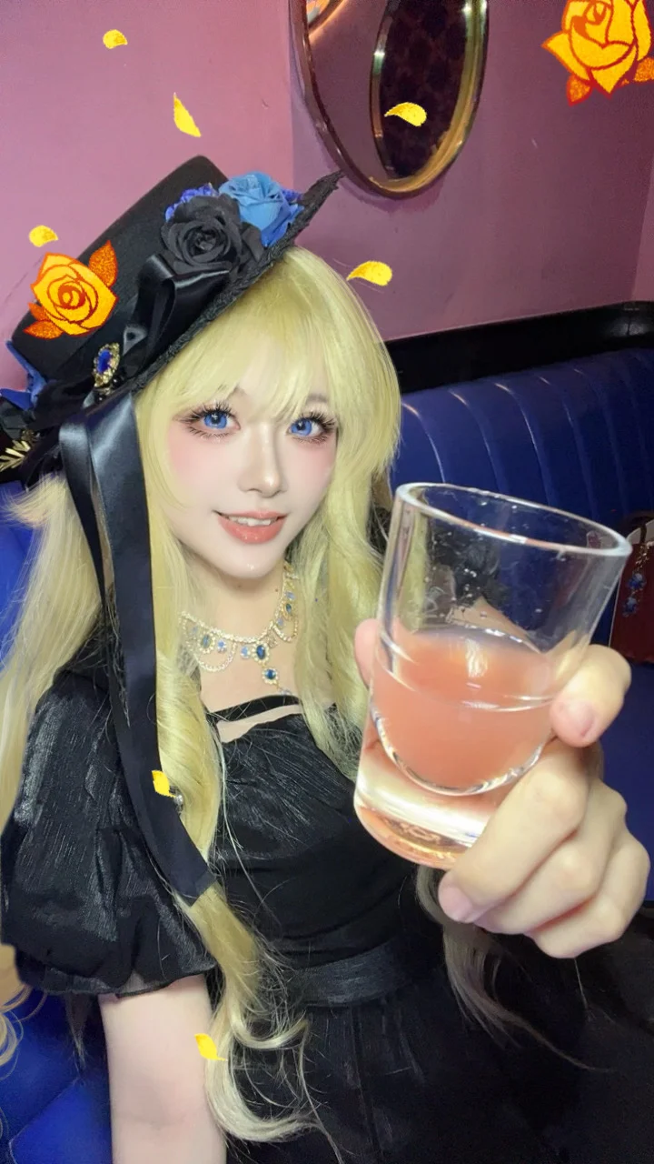Genshin Impact, Custom outfit, 2D daily life, Navia cosplay, Karaoke photoshoot