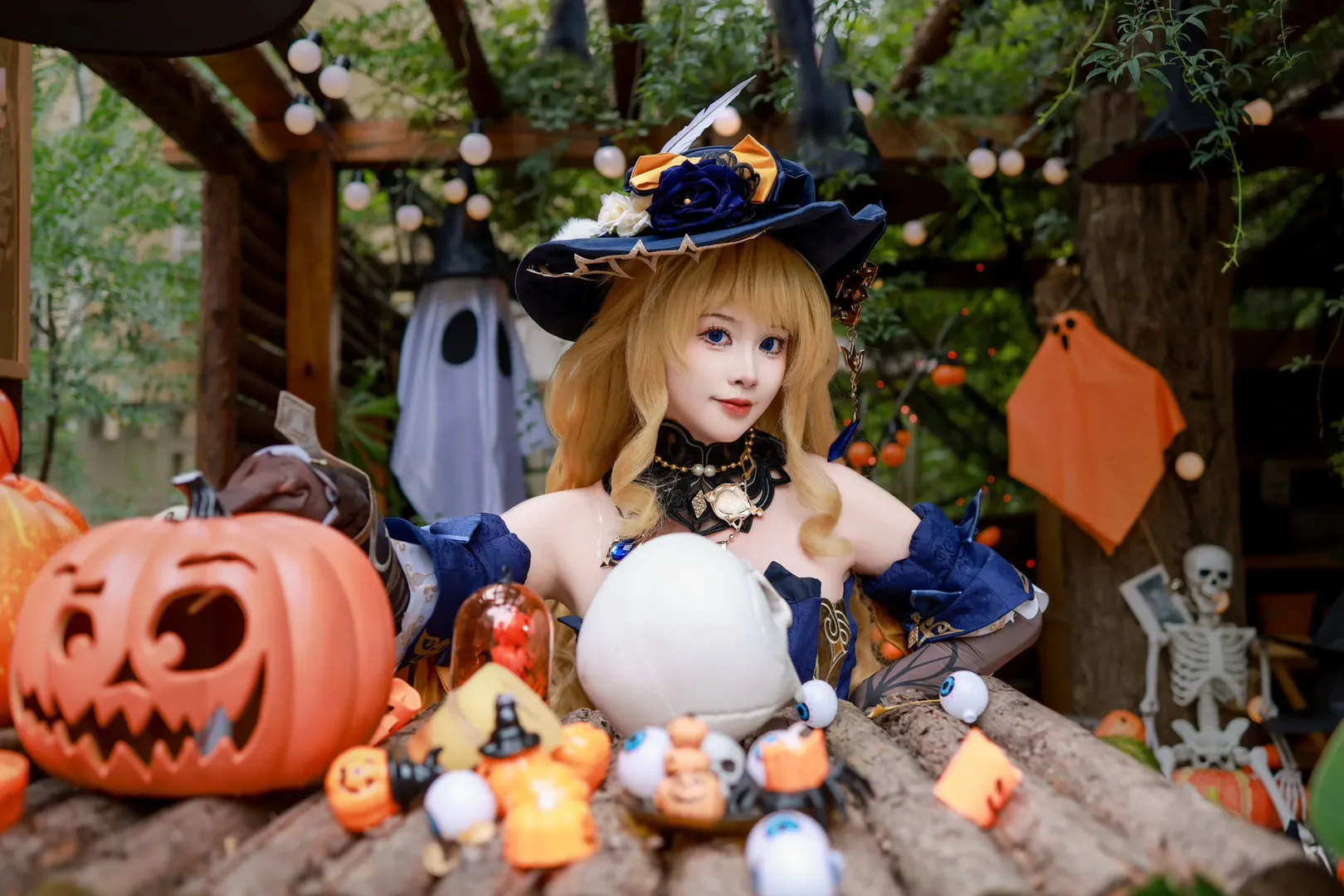 原神, cosplay攝影, 娜維婭cos, 萬聖節cos, 樹枝小院