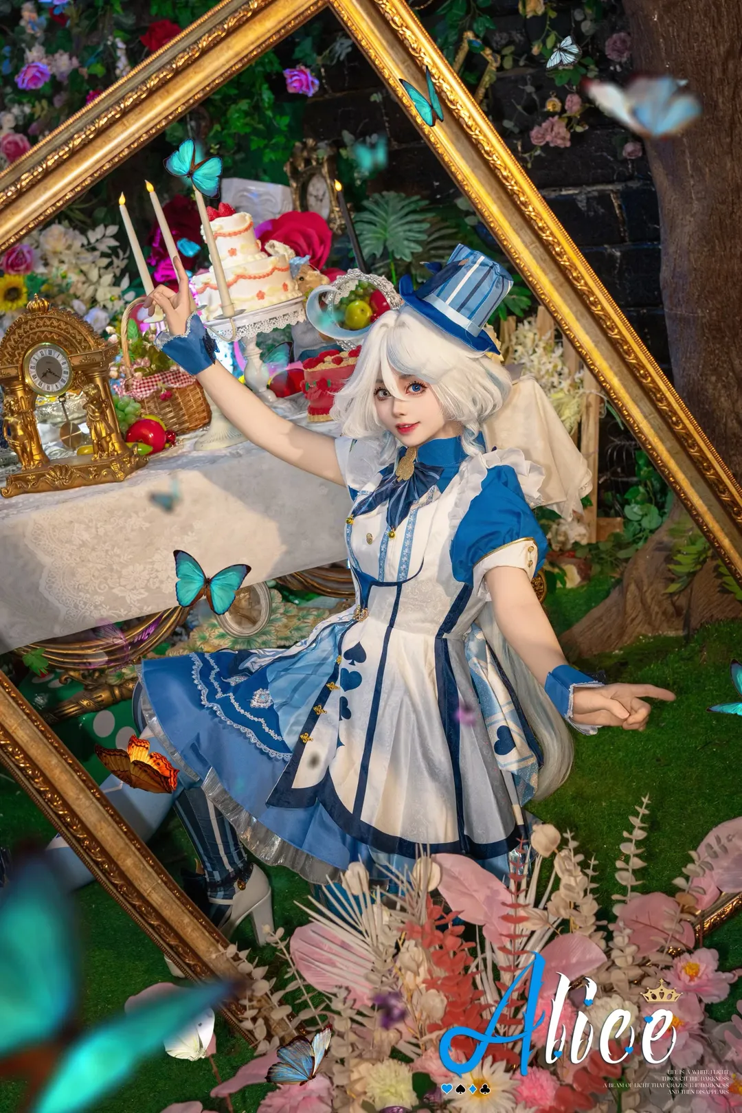 原神, 芙宁娜cos, cosplay摄影, 爱丽丝主题, 奇幻茶会 - 第5张