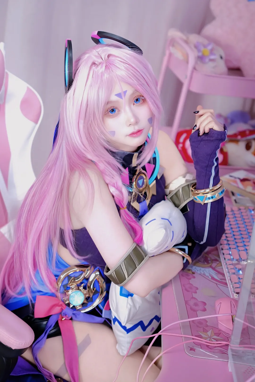 原神, 茜特菈莉cos, cosplay分享, 粉发美少女, 电竞氛围感 - 第2张