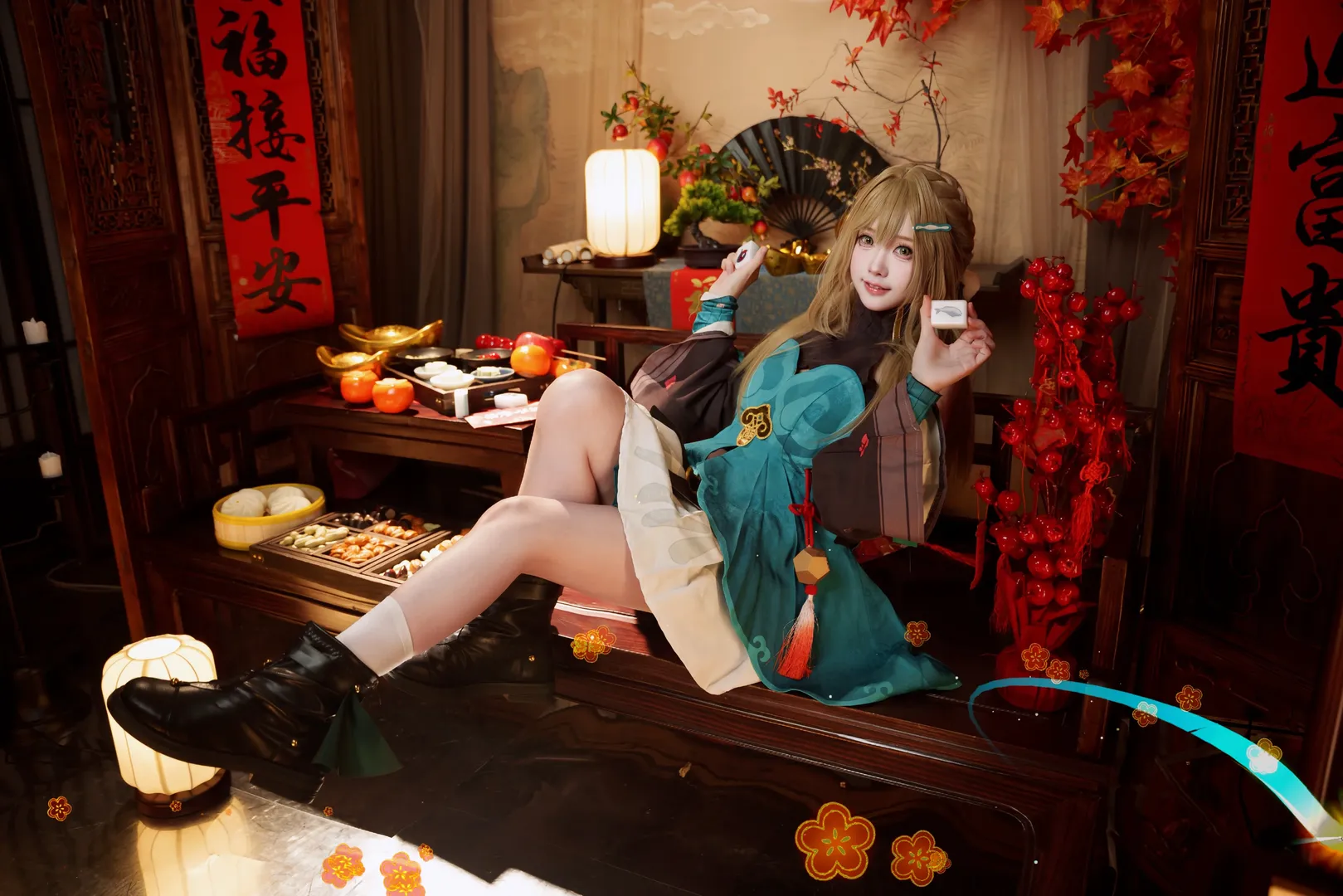 Honkai: Star Rail, Qingque cosplay, Cosplay photography, Honkai: Star Rail fan creation, New Year cosplay