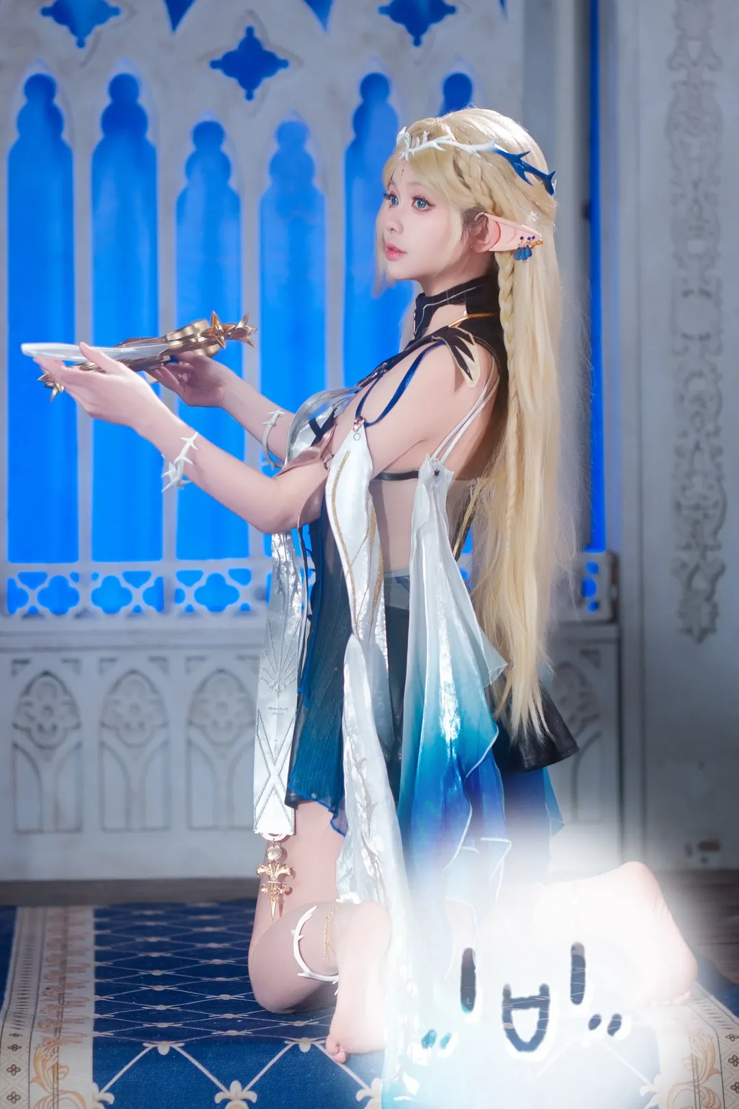 鸣潮, 卡提希娅cos, cosplay摄影, 精灵耳cos, 蓝白系cosplay - 第2张