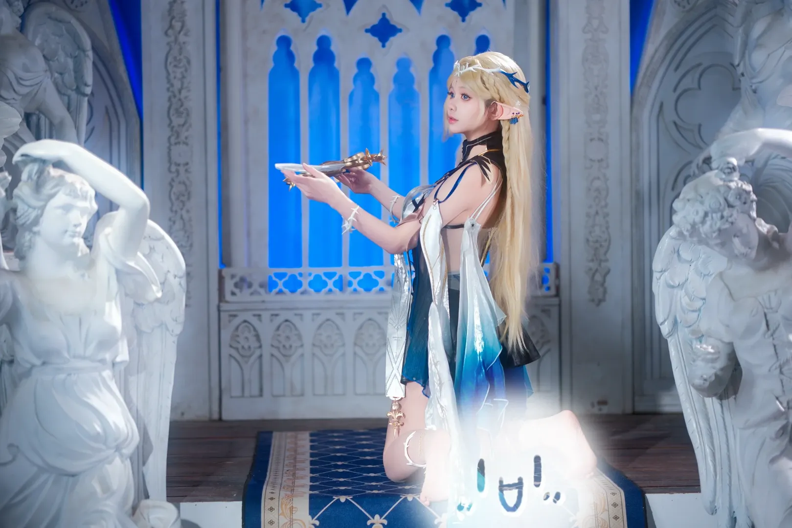 鸣潮, 卡提希娅cos, cosplay摄影, 精灵耳cos, 蓝白系cosplay - 第3张