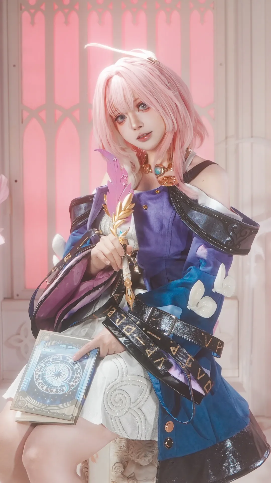 昔涟cos, 崩坏星穹铁道, 魔法少女, cosplay写真, 粉发cos