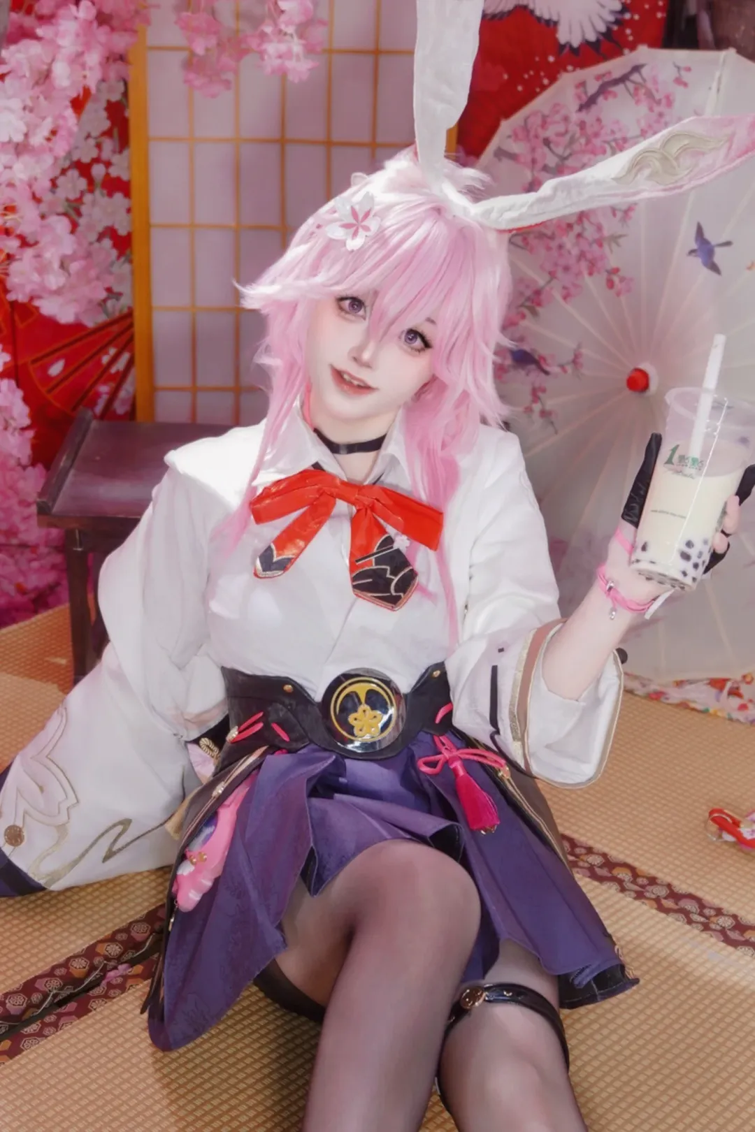 Honkai: Star Rail, Evanescia cosplay, Cosplay photography, 2D daily life, Cherry blossom Japanese-style scene