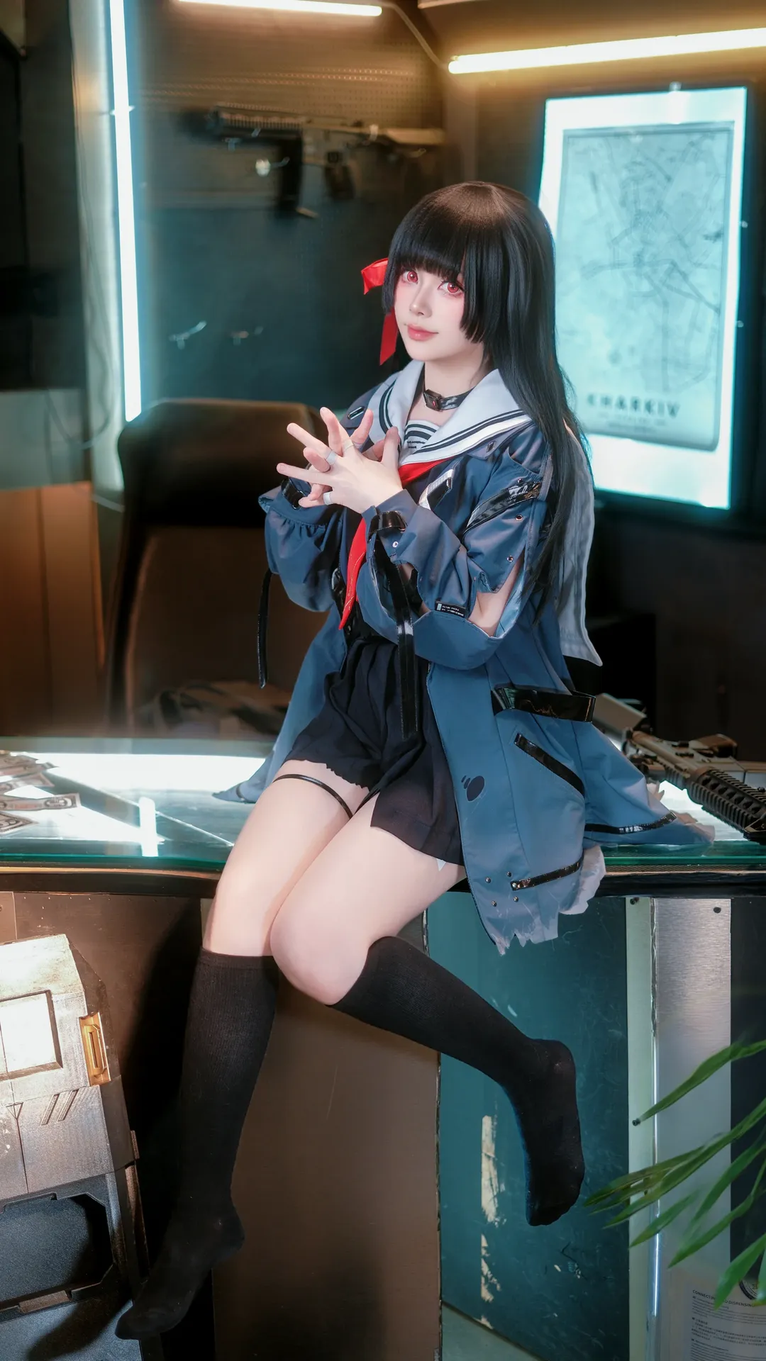 鸣潮, 二次元摄影, 千咲cos, jk制服, 黑长直cos - 第2张