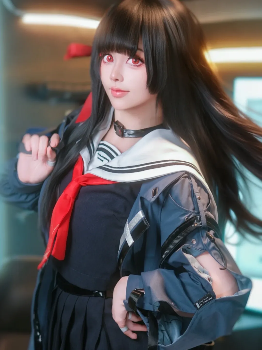 鸣潮, 二次元摄影, 千咲cos, jk制服, 黑长直cos
