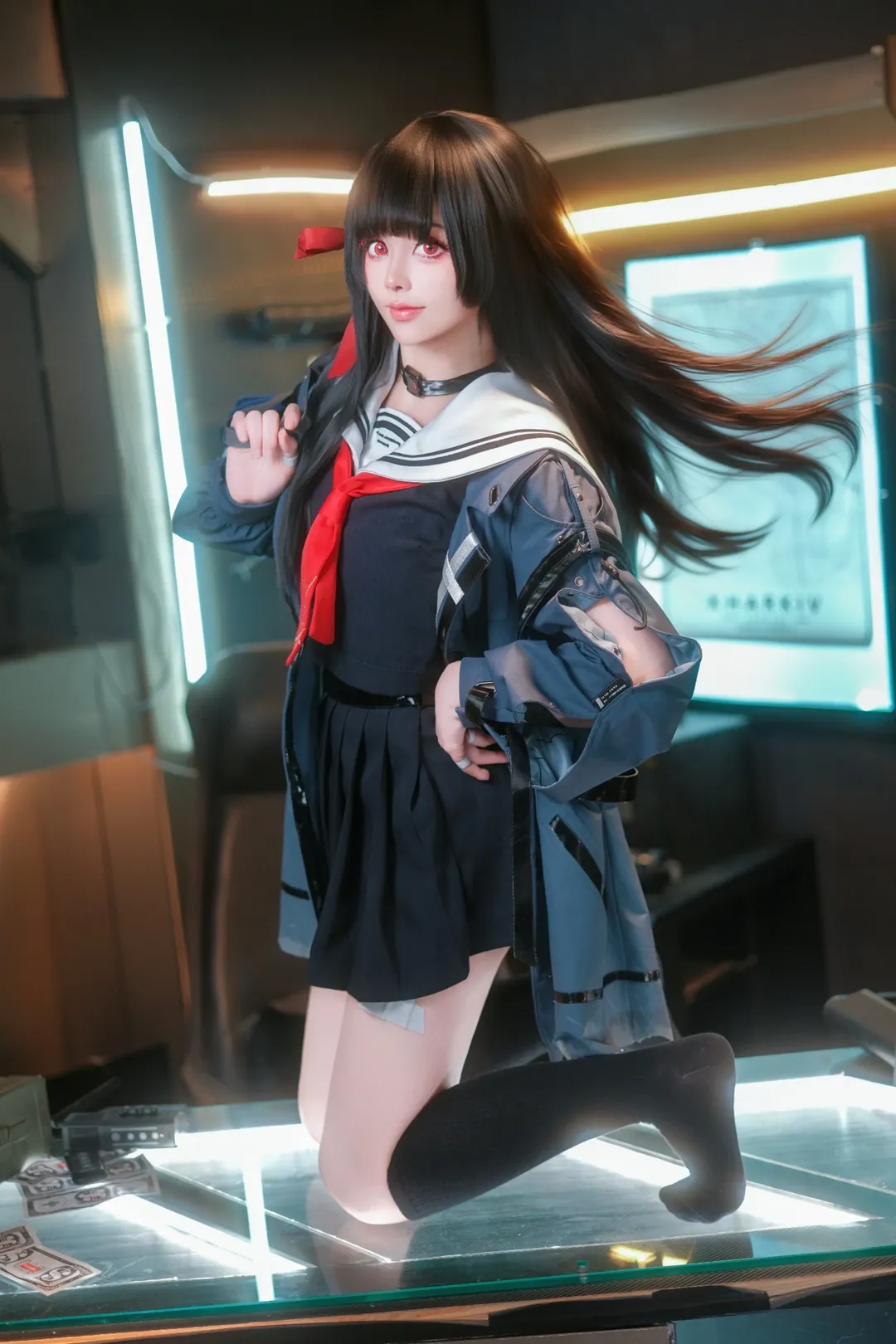 鸣潮, 二次元摄影, 千咲cos, jk制服, 黑长直cos - 第4张