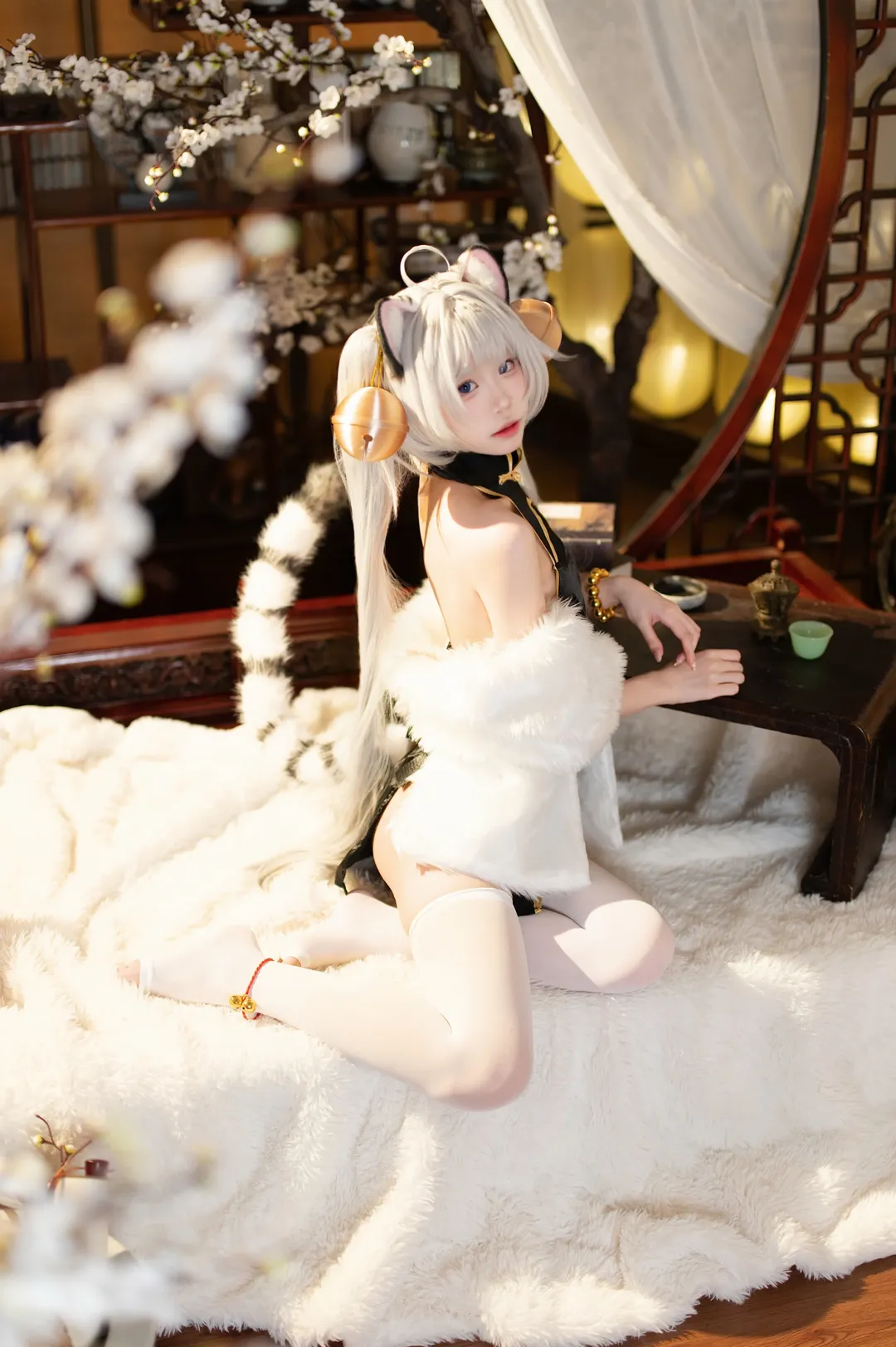 雰囲気のある写真, 白虎娘 コスプレ, 新中国風ファッション, 獣耳娘, 古風写真 - 1枚目