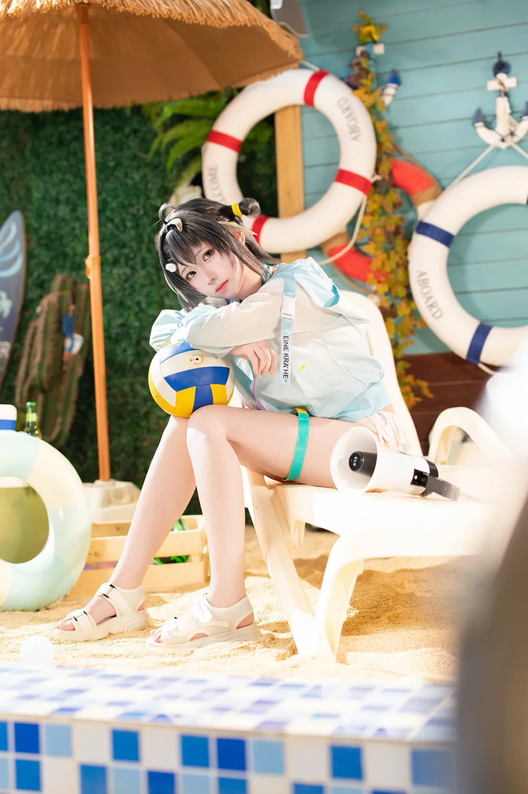 二次元摄影, 泳装cos, 明日方舟, 夏日cosplay, 羽毛笔cos - 第1张