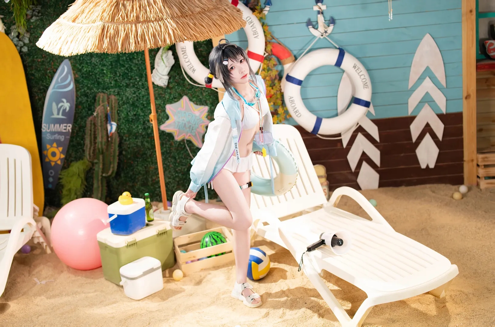 二次元摄影, 泳装cos, 明日方舟, 夏日cosplay, 羽毛笔cos - 第2张