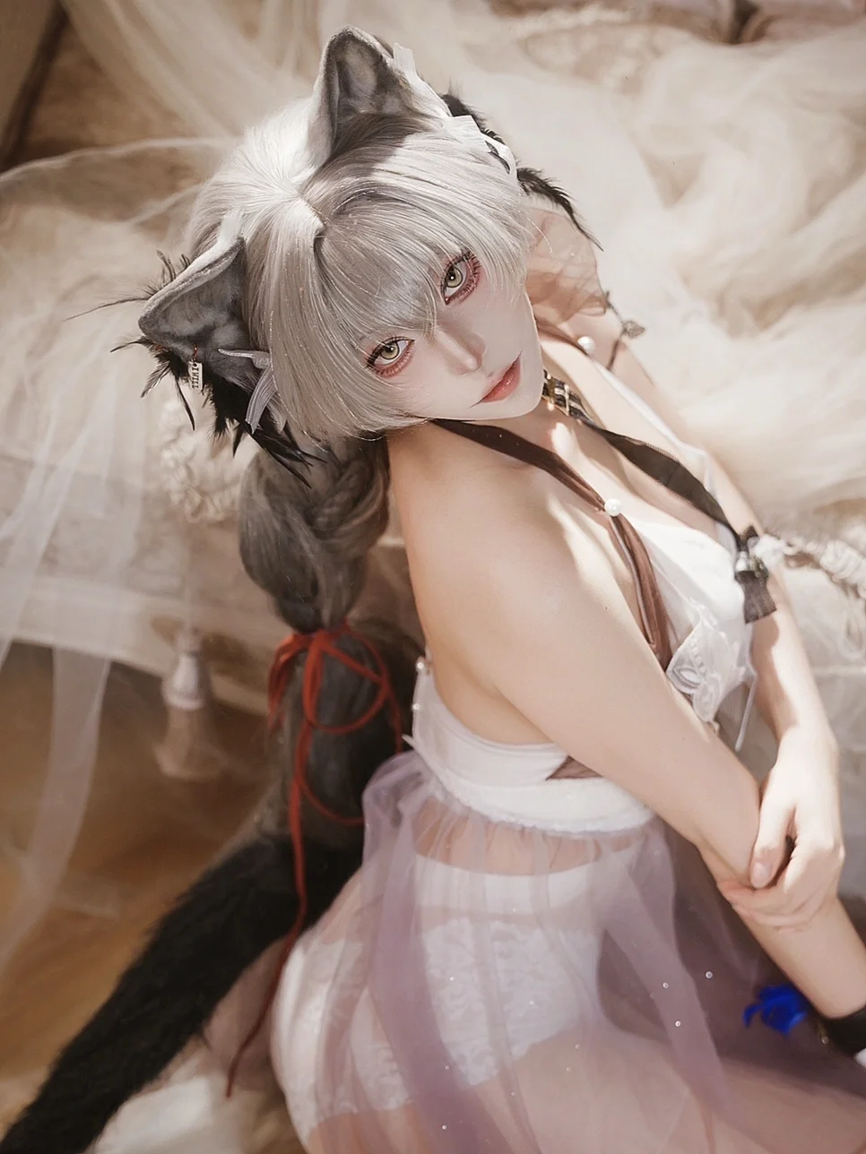 二次元摄影, 兽耳少女, 明日方舟cos, 芭蕾风cosplay, 纱裙写真