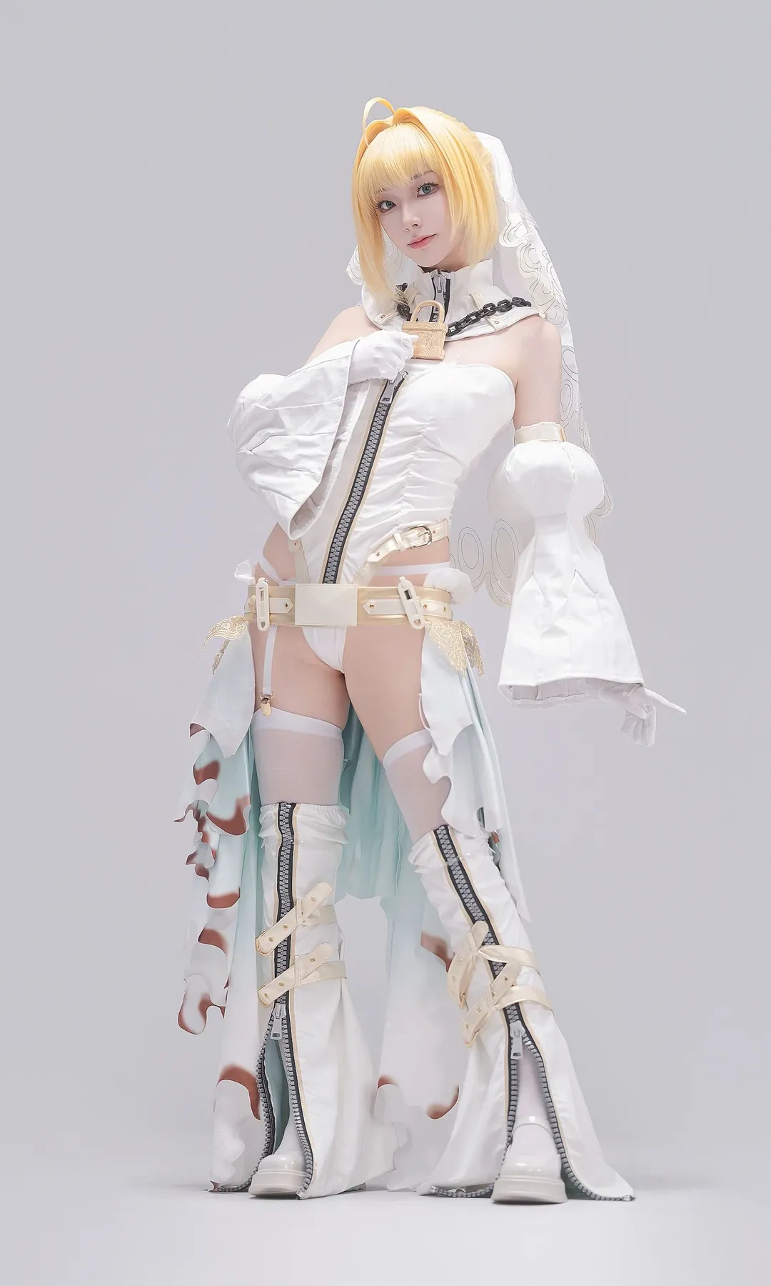 二次元少女, FGO, 尼禄cos, cosplay摄影, 白丝战靴 - 第1张