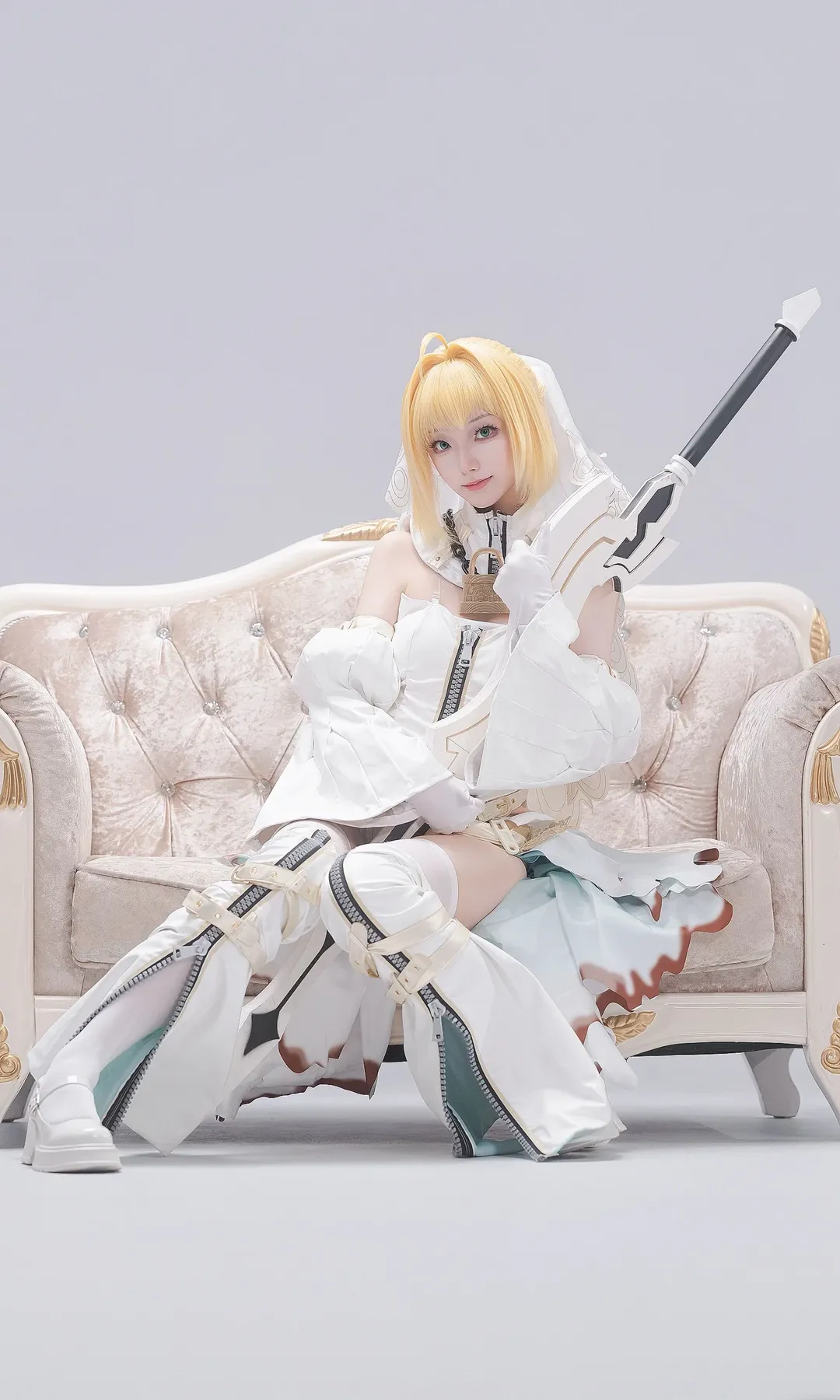 二次元少女, FGO, 尼禄cos, cosplay摄影, 白丝战靴 - 第7张