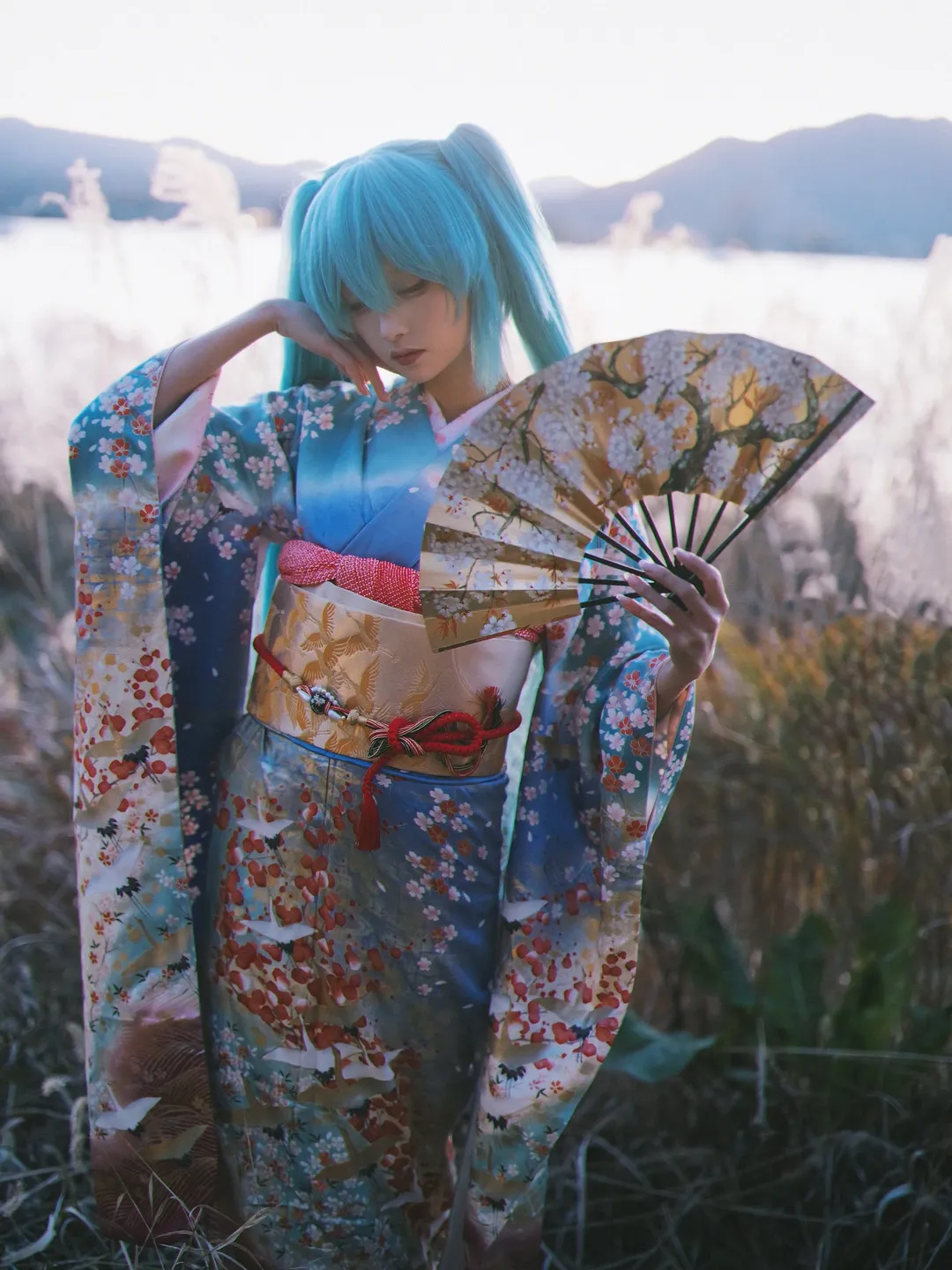 二次元, 初音未来cos, 外景摄影, 和服cosplay, 花鸟风月 - 第1张