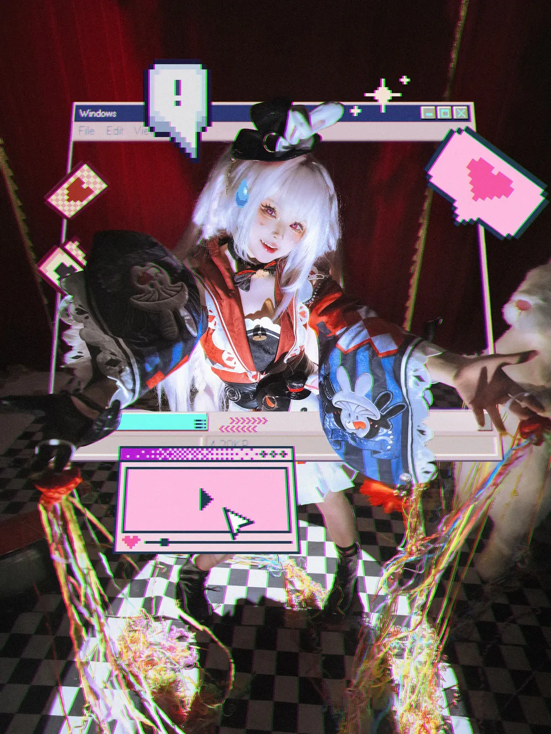 星穹铁道, 火花cos, 白毛兔耳, 马戏团Cosplay, 像素特效 - 第3张