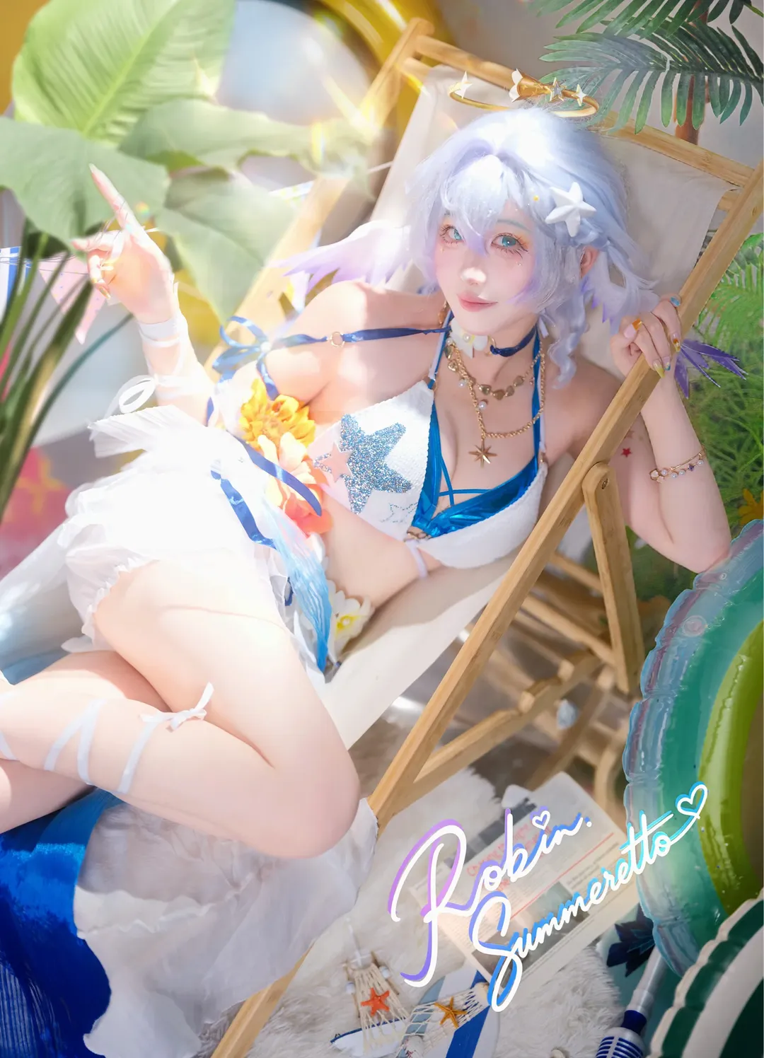 Anime-style photography, Honkai: Star Rail, Robin cosplay, Cosplay sharing, Summer swimsuit photography - Image 2