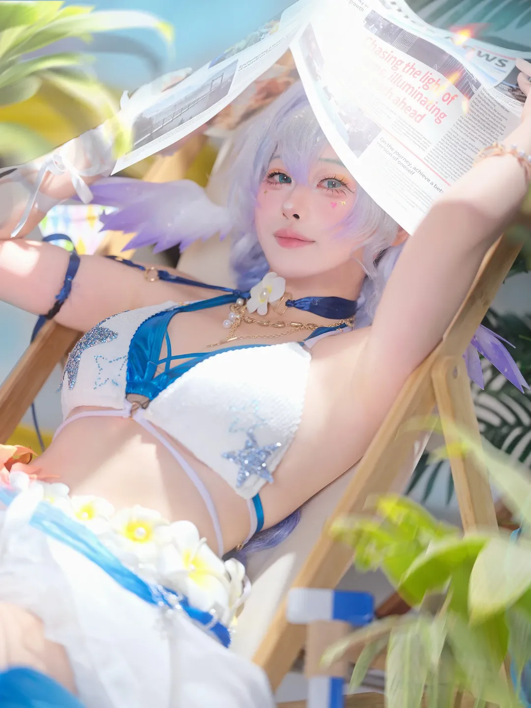 Anime-style photography, Honkai: Star Rail, Robin cosplay, Cosplay sharing, Summer swimsuit photography - Image 3