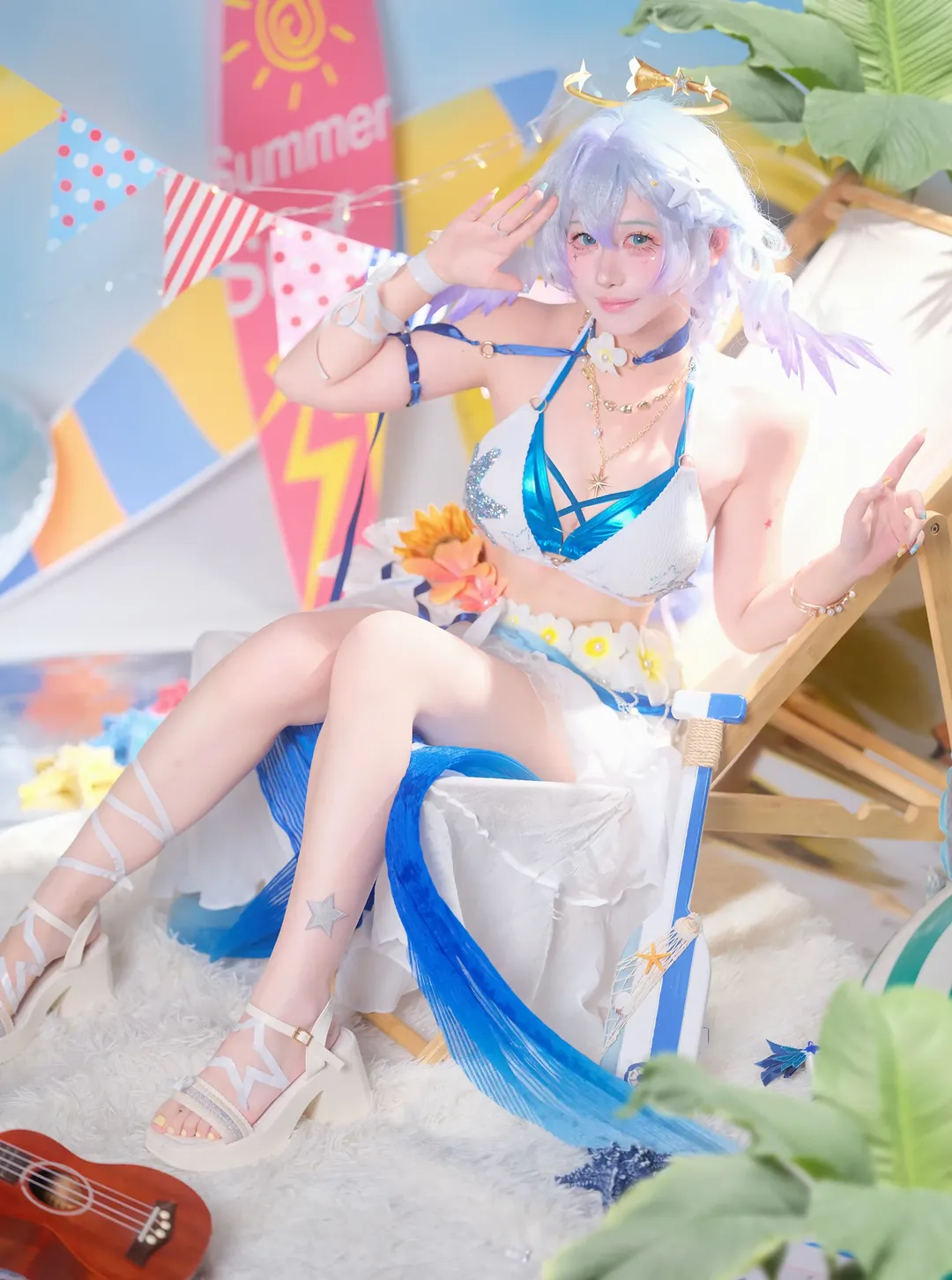 Anime-style photography, Honkai: Star Rail, Robin cosplay, Cosplay sharing, Summer swimsuit photography