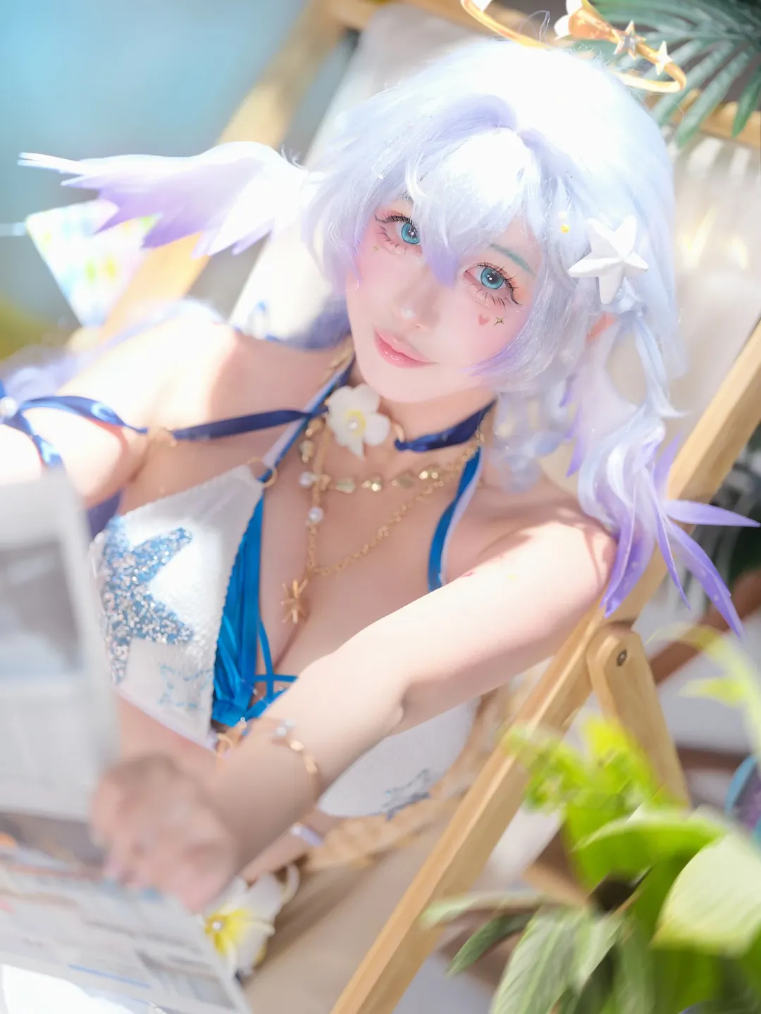 Anime-style photography, Honkai: Star Rail, Robin cosplay, Cosplay sharing, Summer swimsuit photography - Image 7