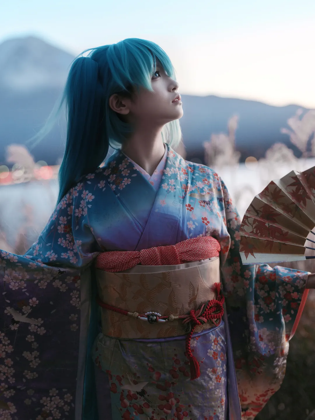 二次元撮影, 初音ミク コスプレ, 着物, 富士山, 河口湖 - 1枚目