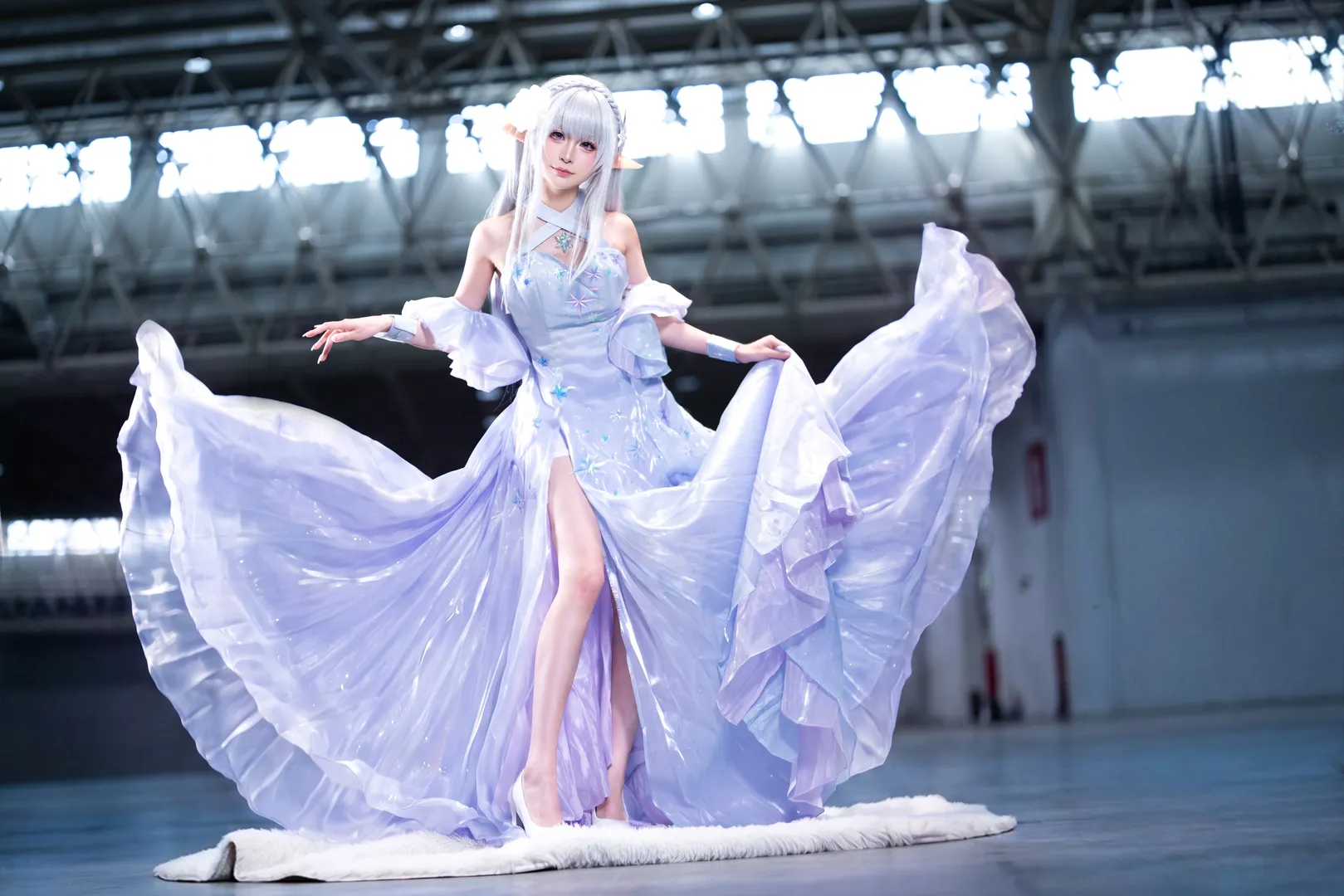 cosplay, Re:ZERO -Starting Life in Another World-, Emilia cosplay, Elf ears, Tulle dress
