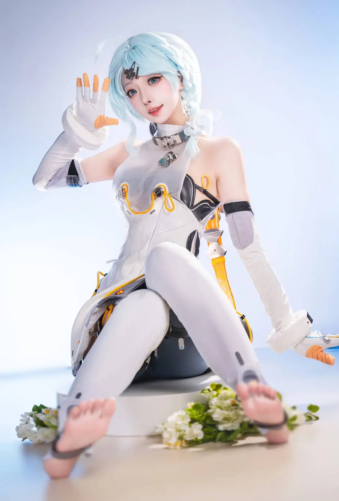 绝区零, 席德cos, cosplay摄影, 蓝发紧身衣, 科幻风格 - 第1张