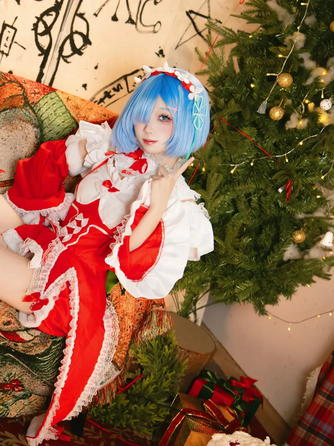 蕾姆cos, 人像摄影, 从零开始的异世界, 圣诞cosplay, 圣诞限定 - 第2张