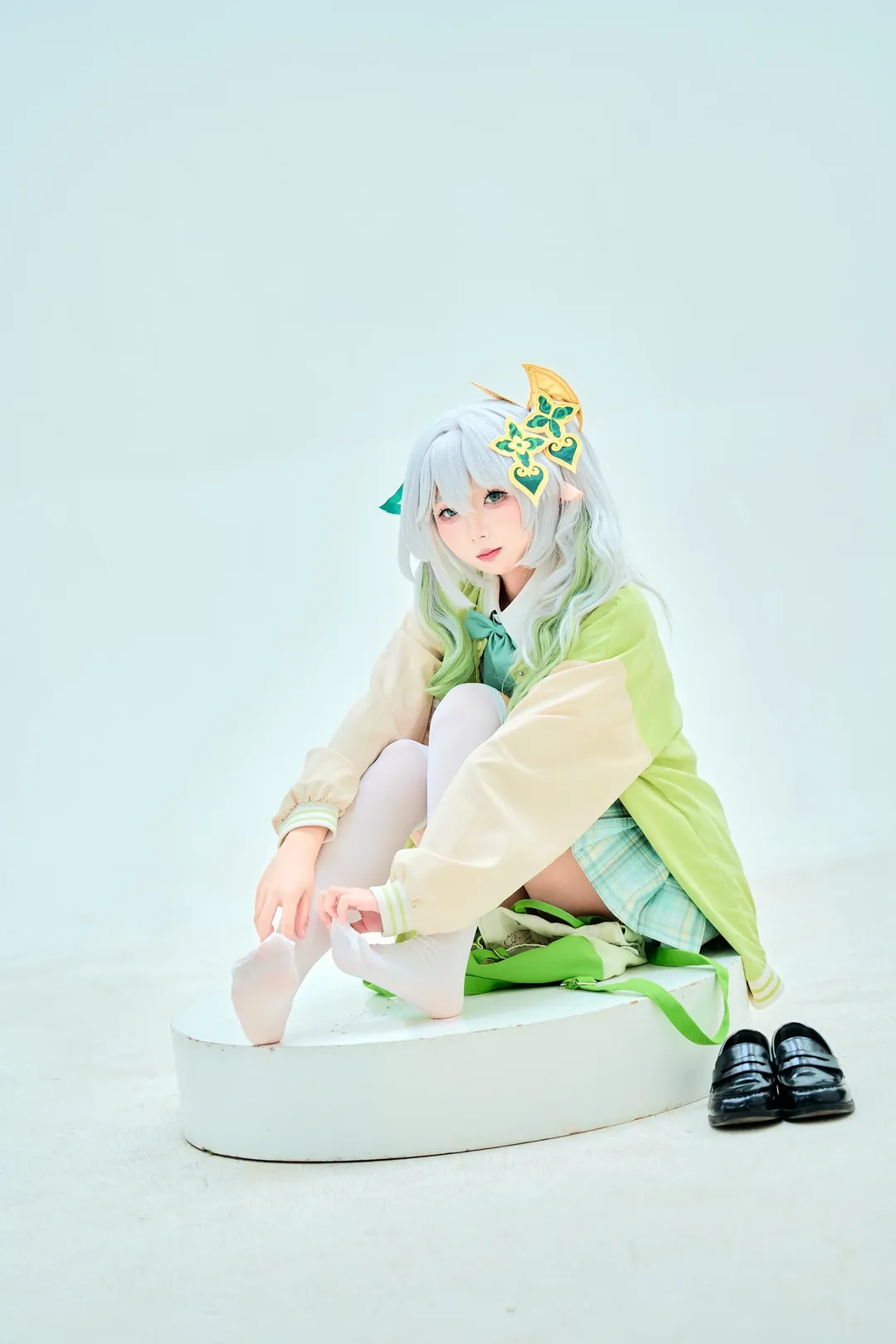 原神, ナヒーダ コスプレ, JK制服, コスプレ日常, 白ホリ撮影 - 1枚目