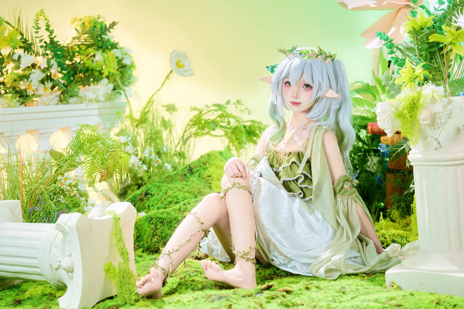 原神, 纳西妲cos, cosplay摄影, 精灵花嫁, 森林仙子