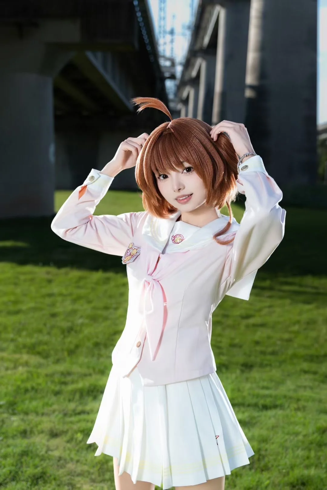 二次元摄影, 小樱cos, 魔卡少女樱, 魔法少女cos, 铁路公园外景