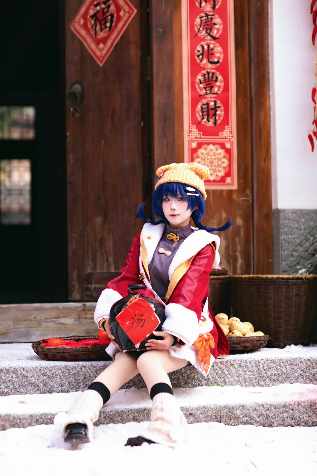 原神, 雪景摄影, 香菱cos, 二次元cos, 新春cosplay - 第1张