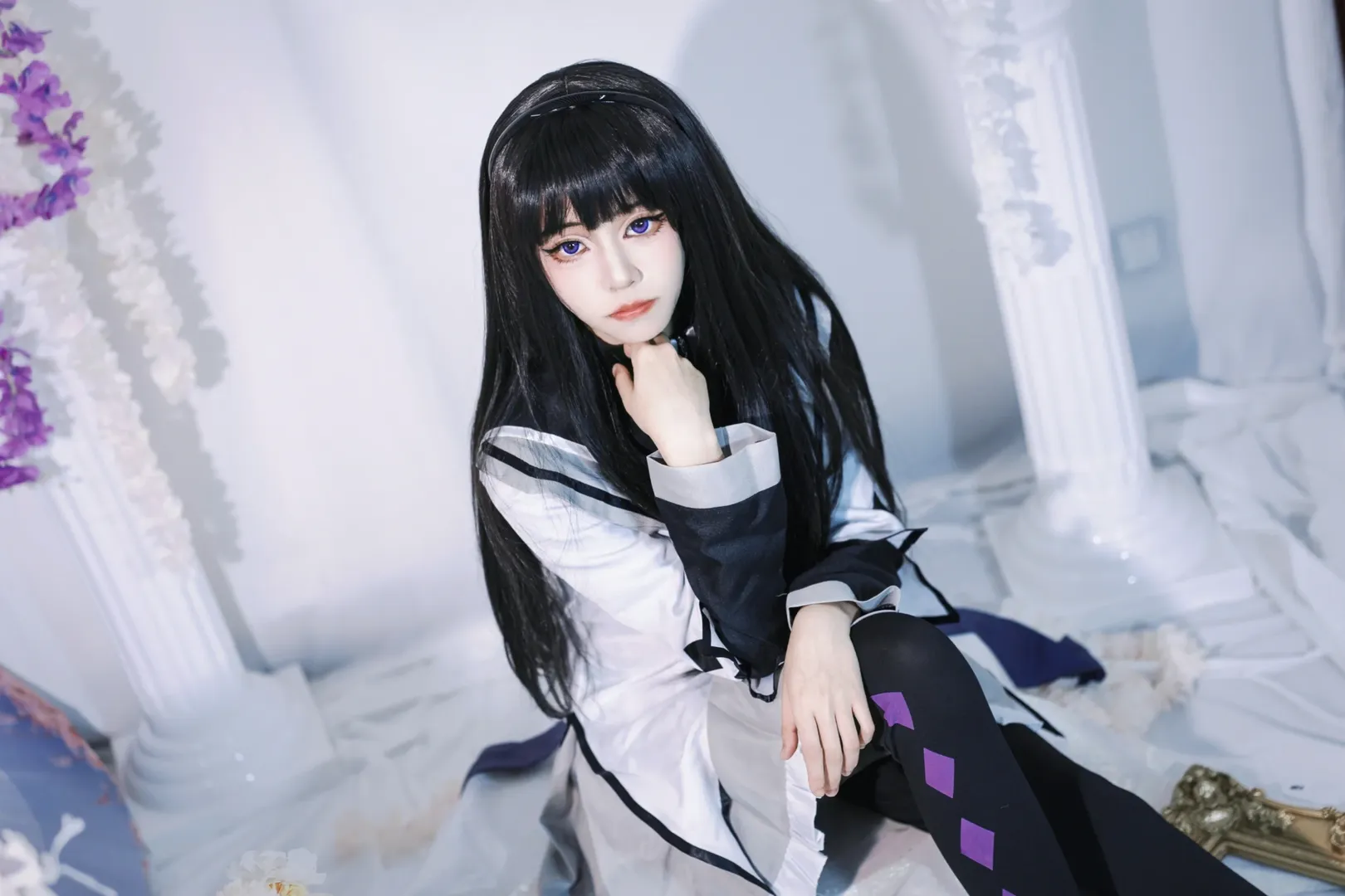 魔法少女小圆, 黑长直, cosplay正片, 自拍馆, 晓美焰cos - 第1张