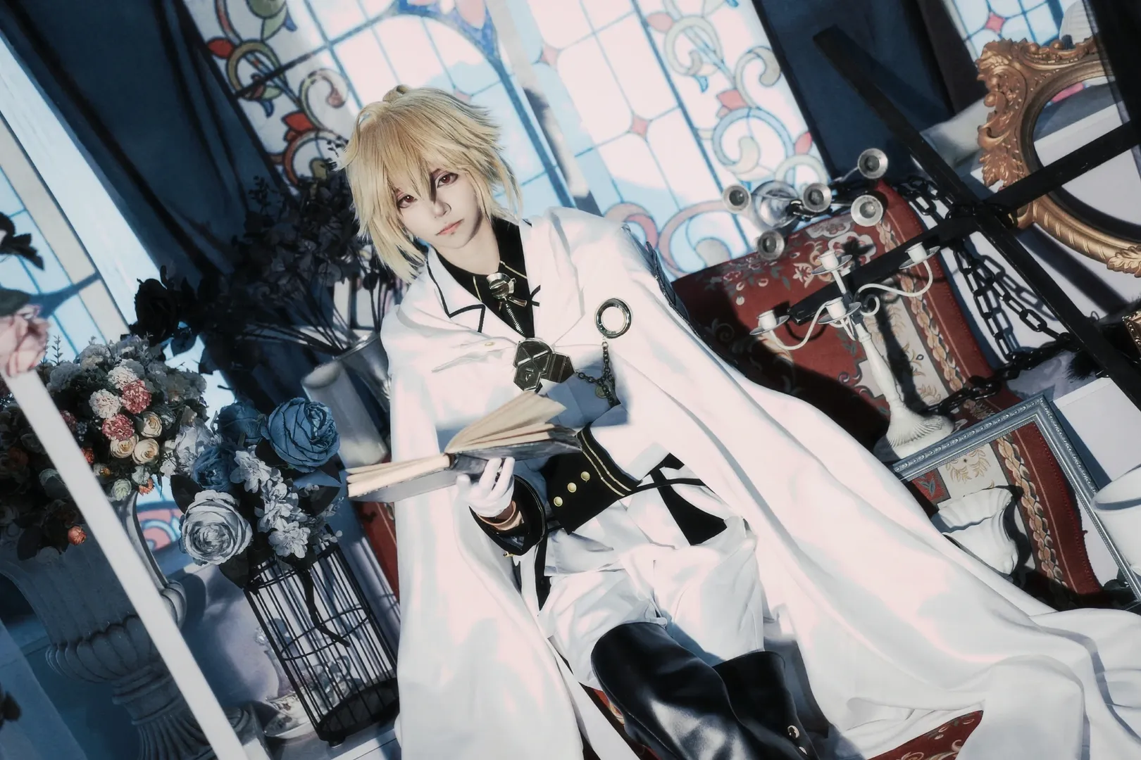Anime cosplay, Cosplay photoshoot, Seraph of the End, Mika cosplay, Blonde hair, red eyes cosplay