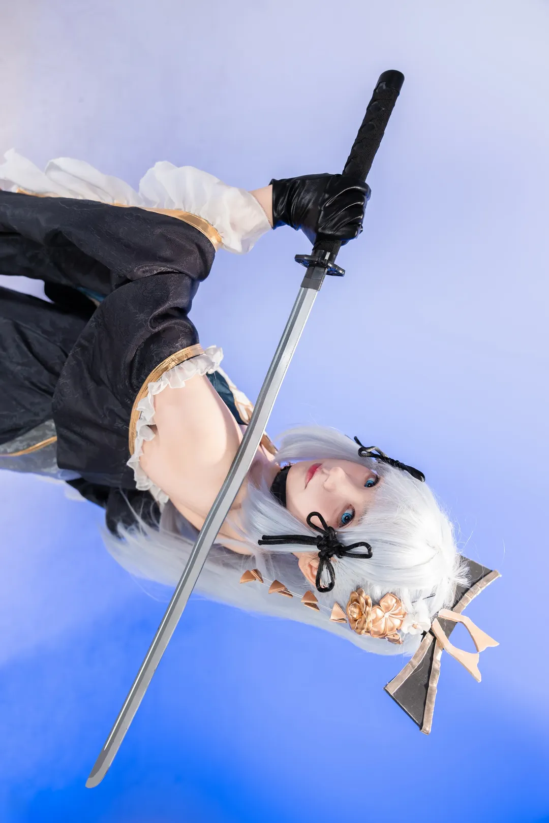 原神, 神里绫华cos, cosplay摄影, 白棚摄影, 黑道千金风 - 第1张