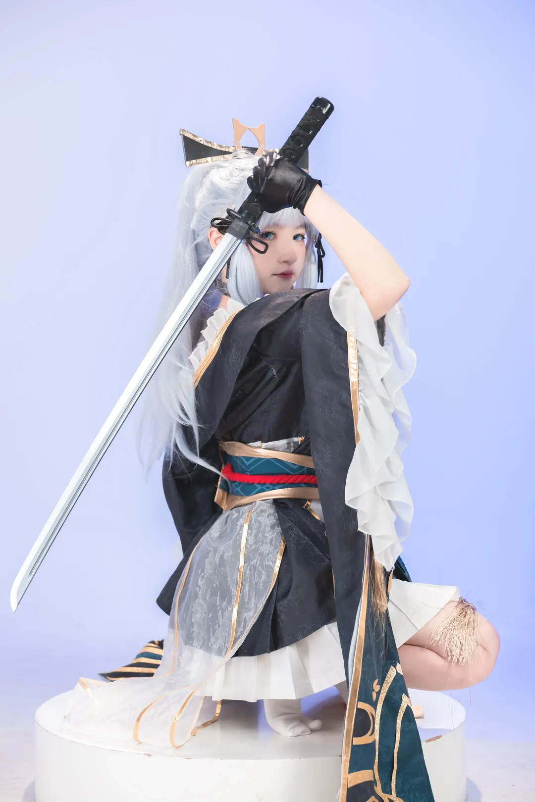 原神, 神裡綾華cos, cosplay攝影, 白棚攝影, 黑道千金風