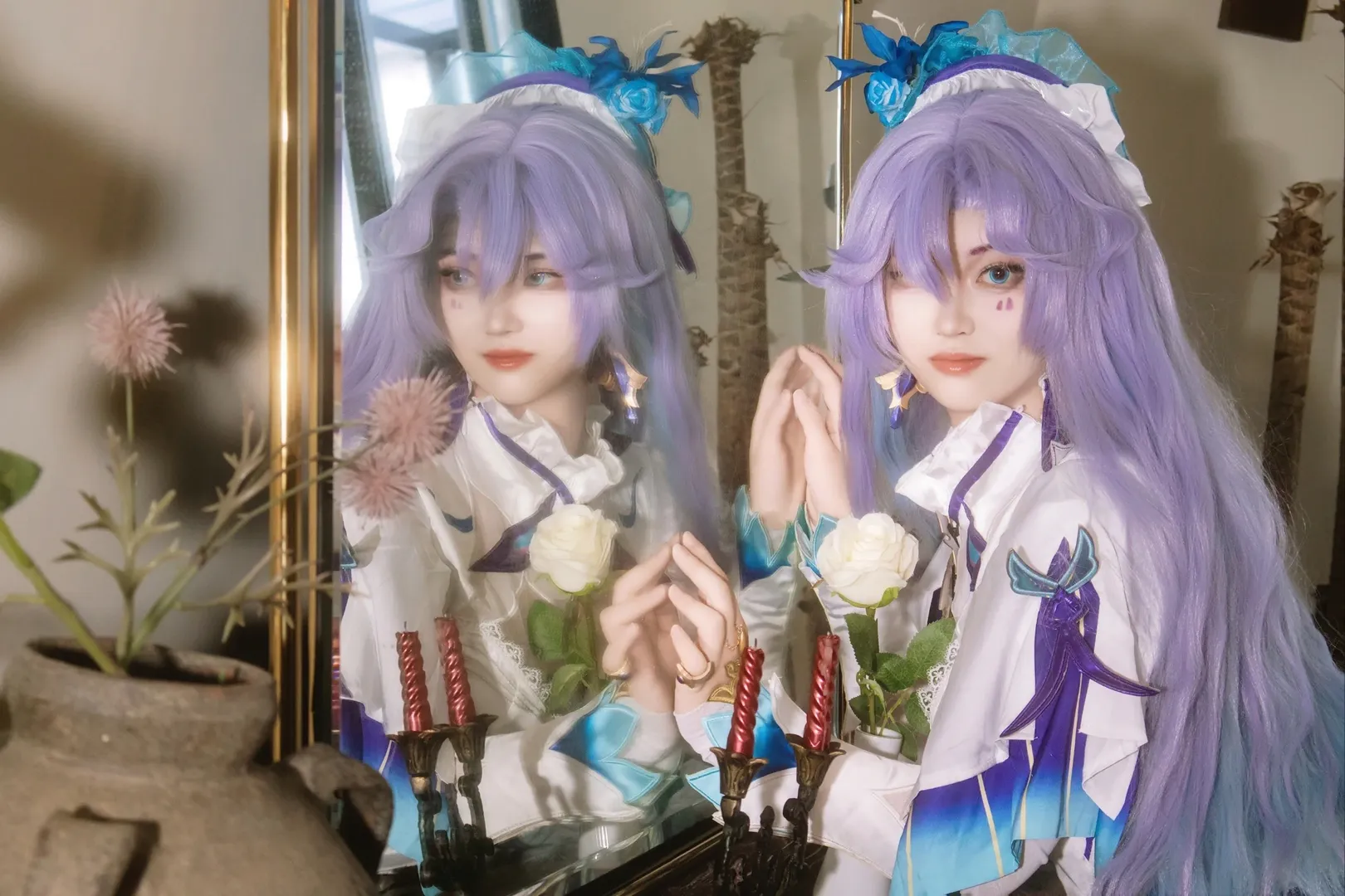 ロールプレイ, 鳴潮, 紫髪コスプレ, カンタレラコスプレ, 花畑撮影 - 2枚目