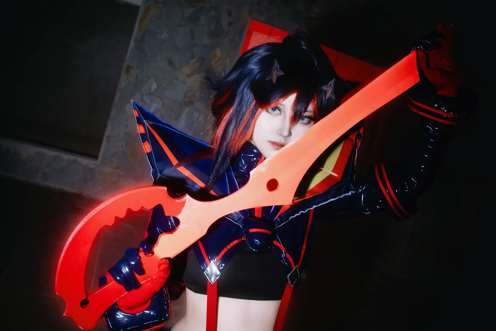 cosplay摄影, 二次元正片, 夜间外景, 缠流子cos, 斩服少女 - 第1张
