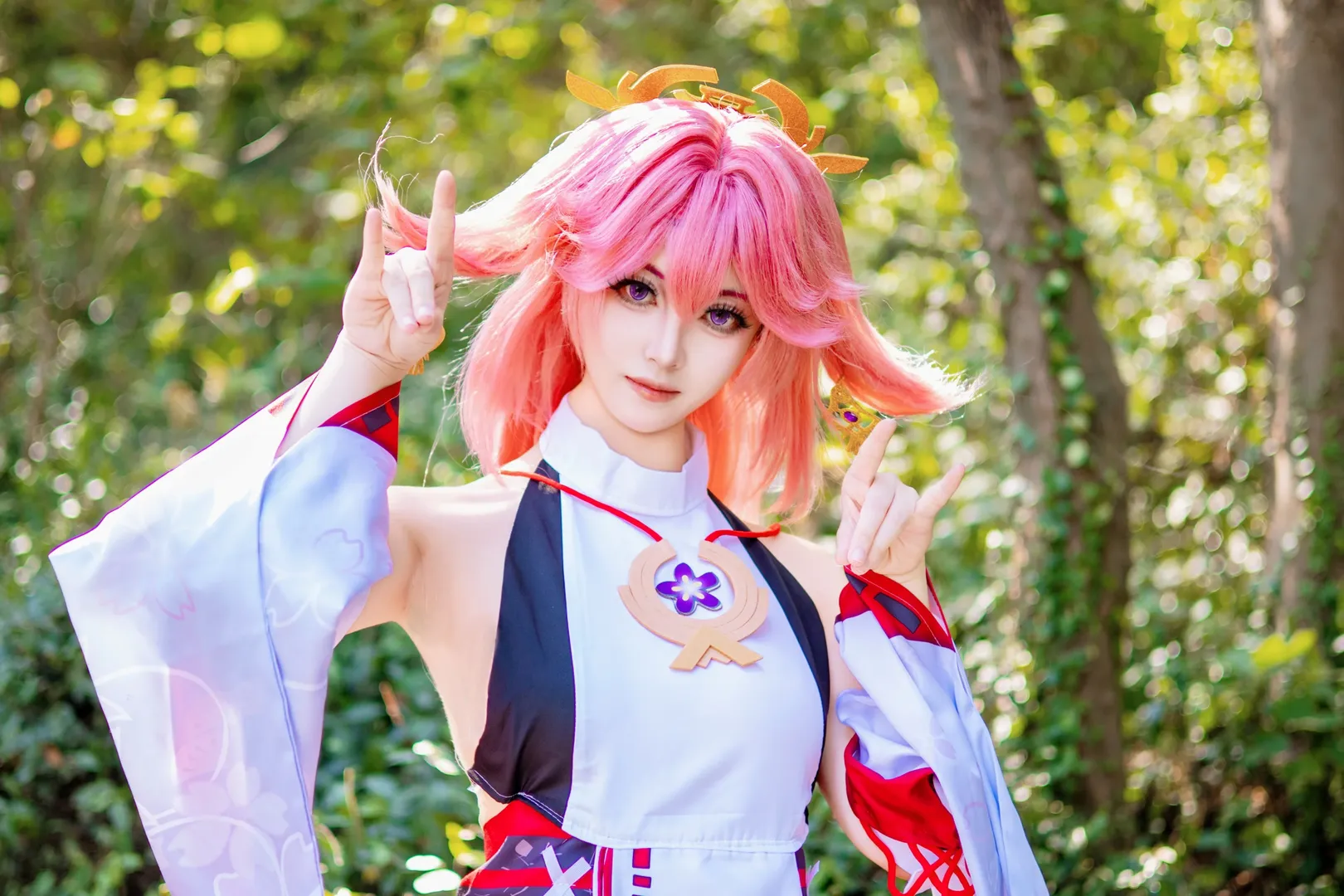 原神, 户外写真, 八重神子cos, cosplay摄影, 二次元分享 - 第3张