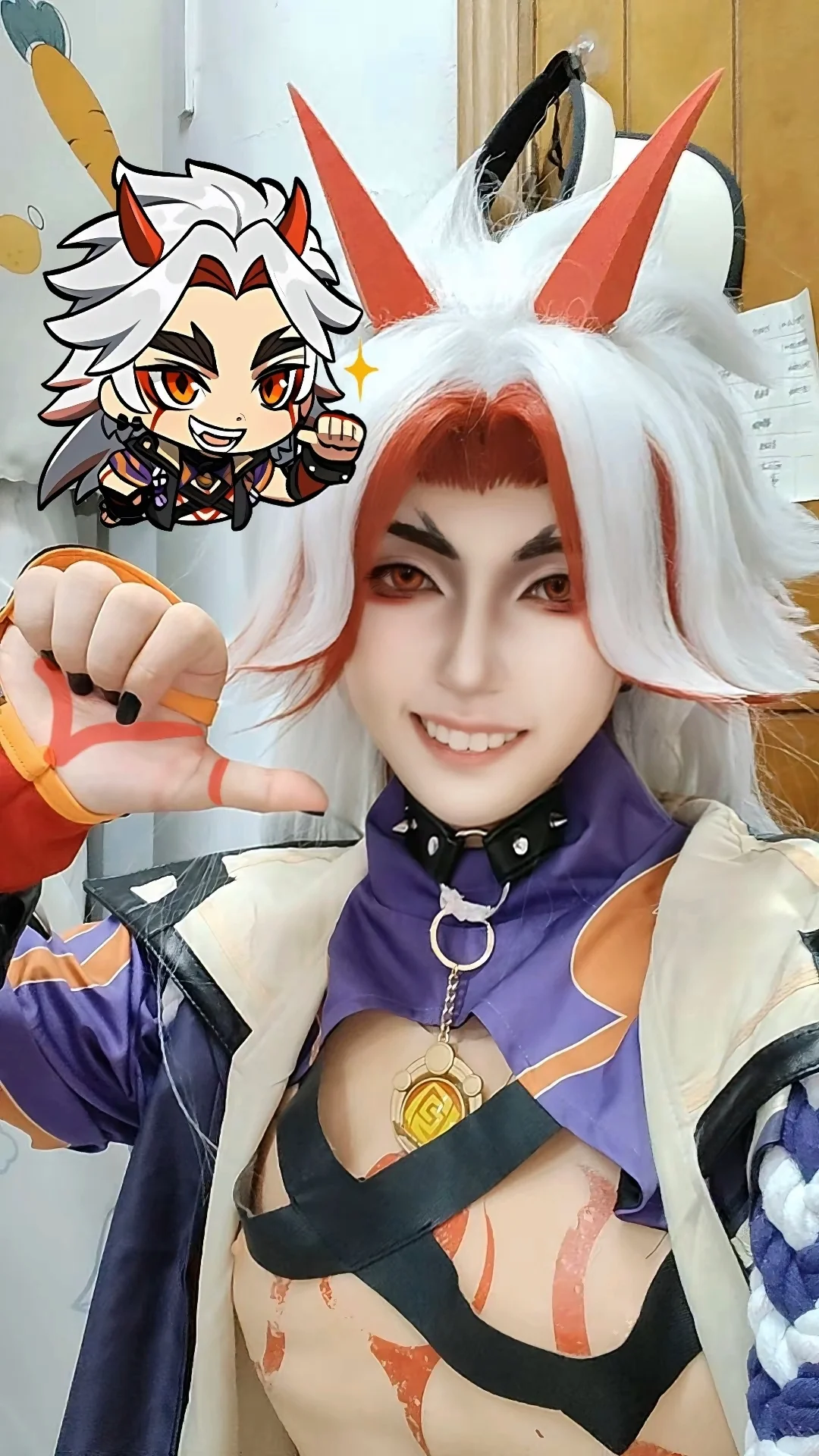 原神, cosplay, 生日贺图, 荒泷一斗cos, 鬼王大人